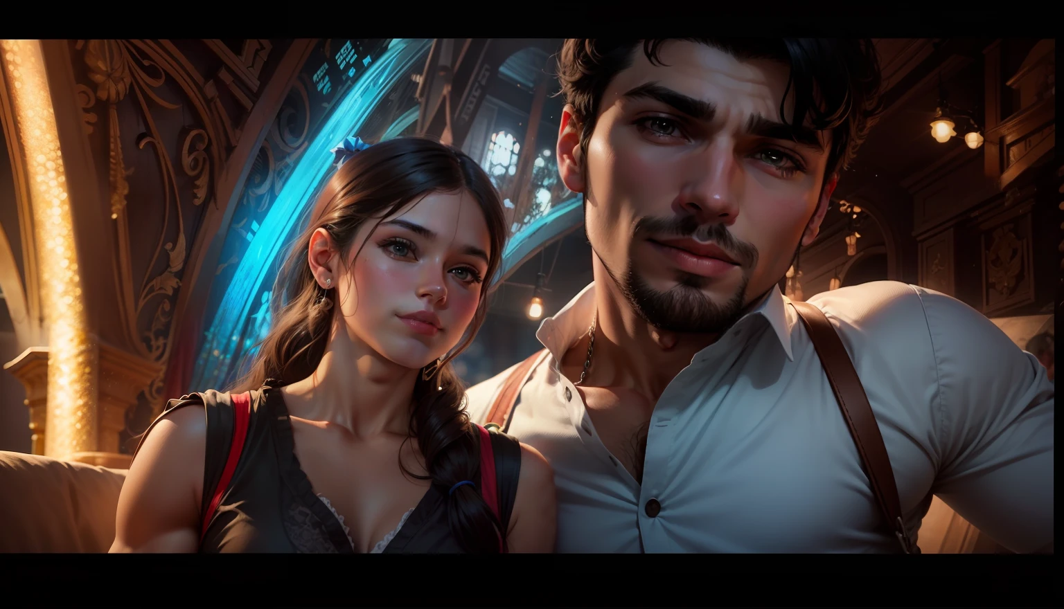 No background change, realistic photo and body, make handsome boy and cute girl