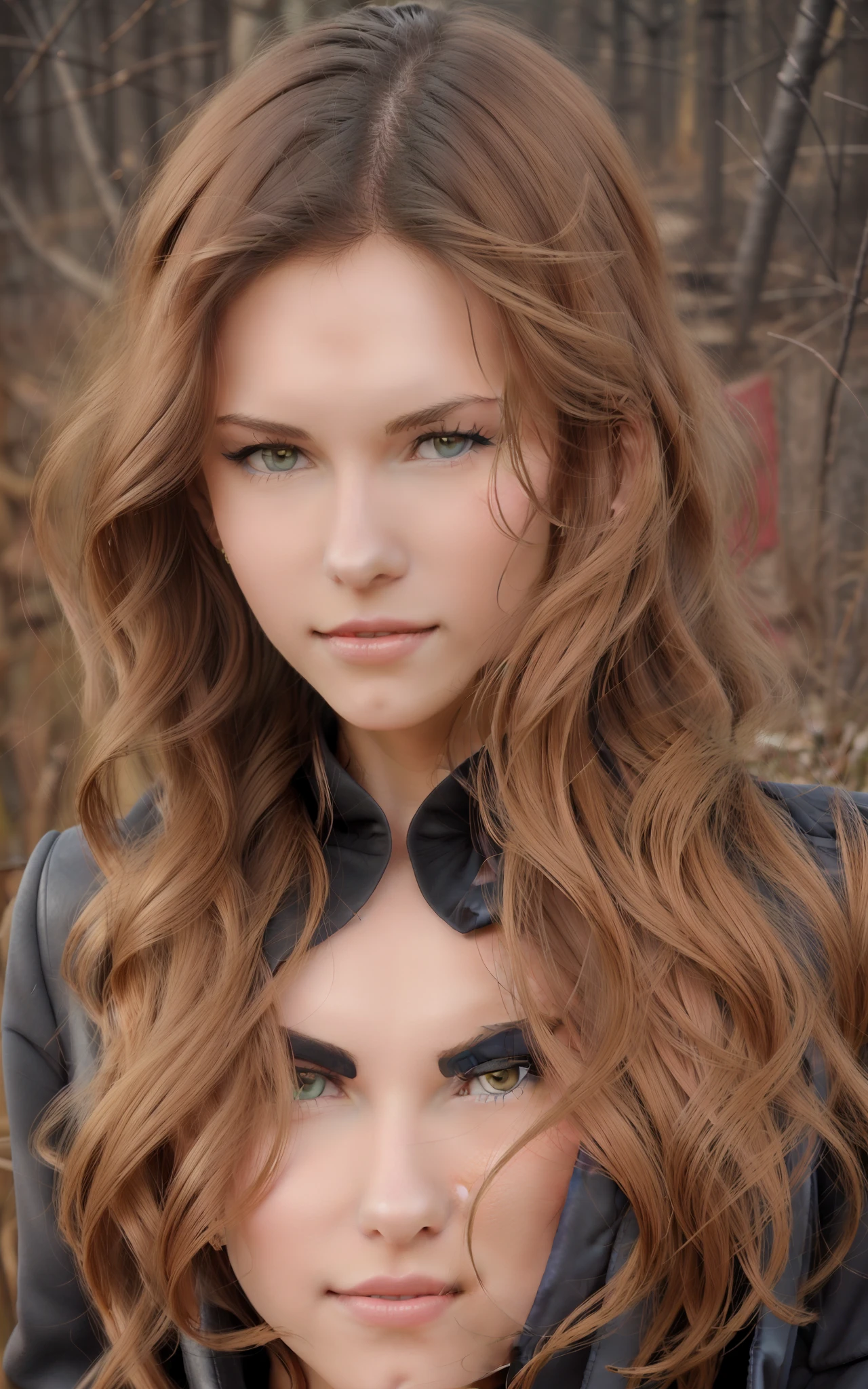 long blond hair  vampire women with red lips, blue eyes,black overcoat,  dark backround --auto --s2