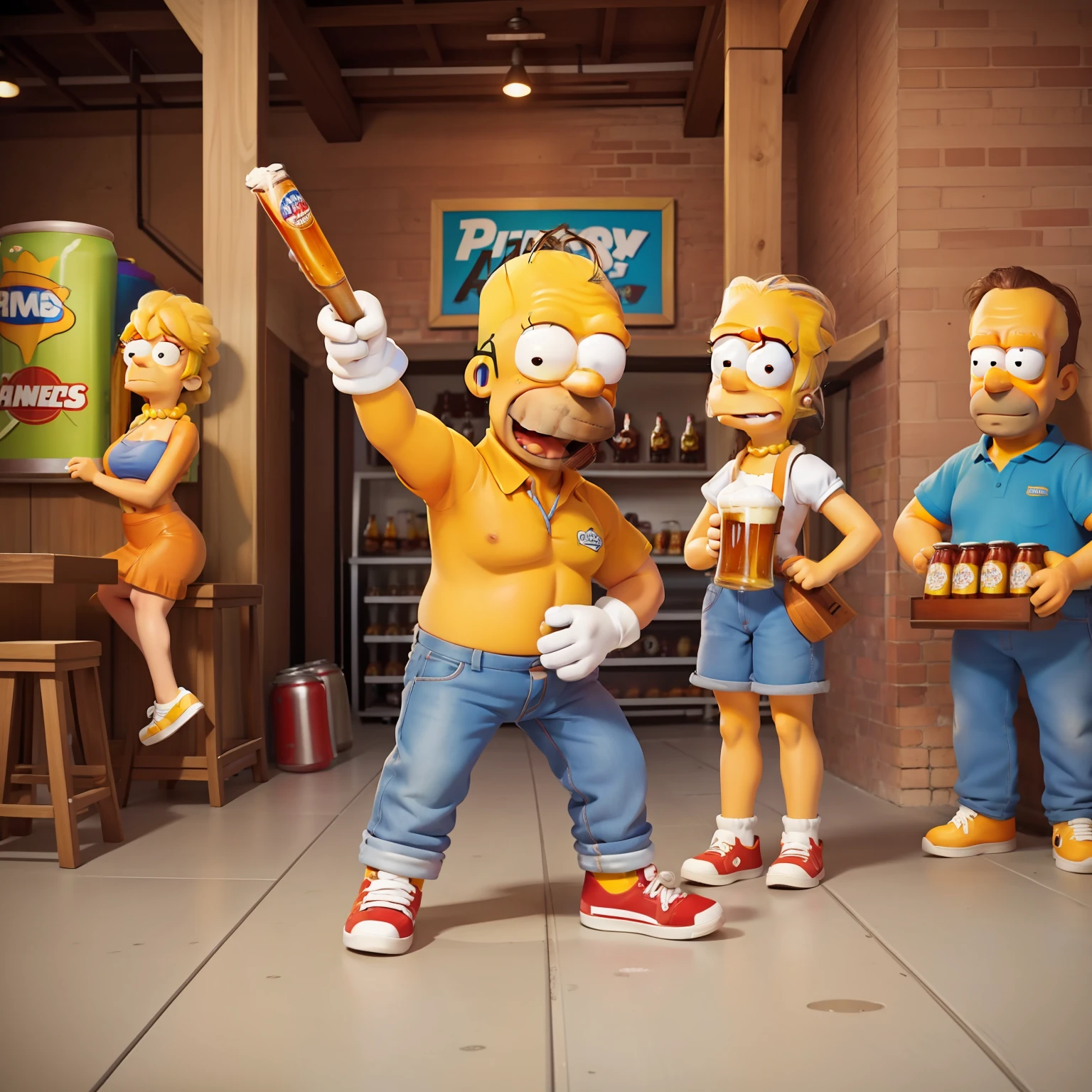 beer advertising photo in the simpsons style, beer commercial photo, in the style of the simpsons, high detailed, high quality