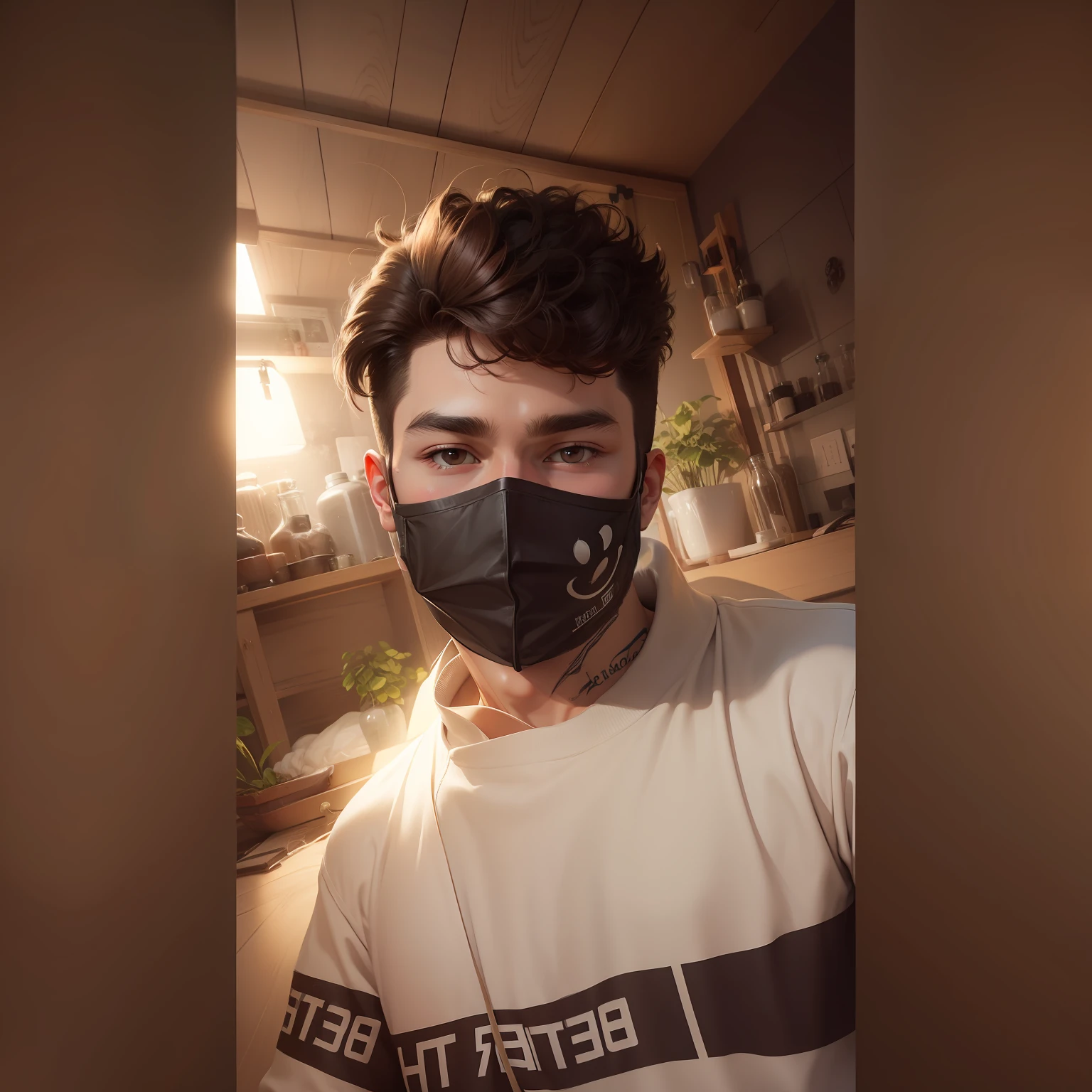 No background change, realistic photo, no hairstyle change , make handsome boy