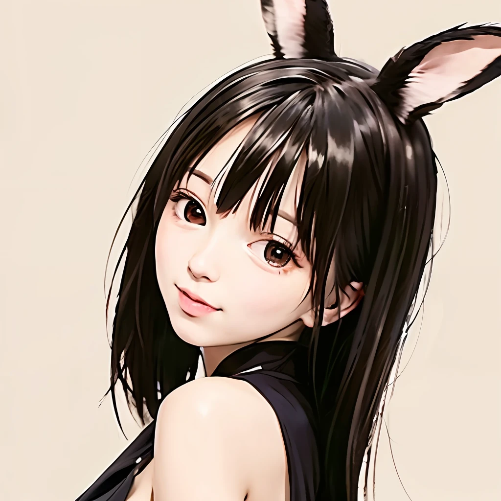 Bunny girl black hair cute