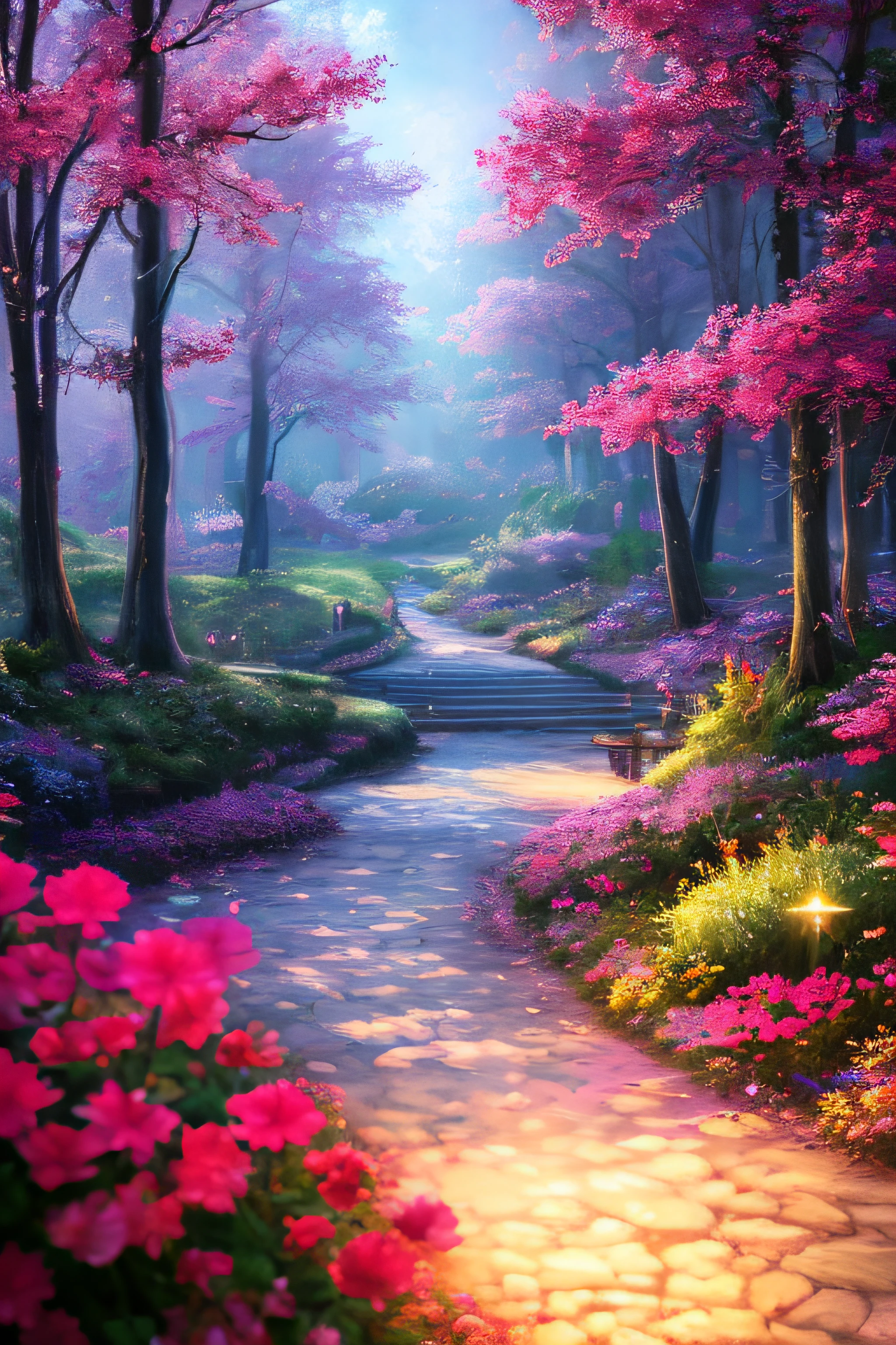 masterpiece, best quality, high quality, extremely detailed CG unity 8k wallpaper, An enchanting and dreamy scene of a fantasy forest, with towering trees, red mashrum glowing mushrooms, and hidden fairy glens, creating a sense of mystique and enchantment, artstation, digital illustration, intricate, trending, pastel colors, oil paiting, award winning photography, Bokeh, Depth of Field, HDR, bloom, Chromatic Aberration ,Photorealistic,extremely detailed, trending on artstation, trending on CGsociety, Intricate, High Detail, dramatic.