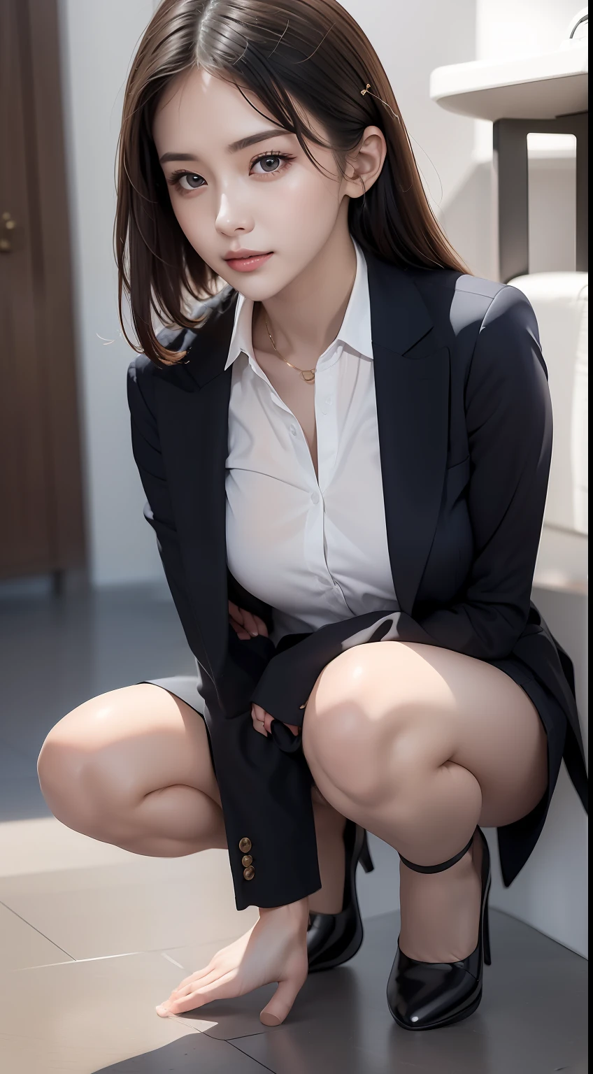 (Masterpiece:1.2), (Best quality), (Full body like:1.3) ,(Ultra detailed), (8K, Intricate), (Lens 135mm,F1.8), (Photorealistic)(Black background:1.3), Portrait photography,(dynamicposes),Side lighting,Edges are lit,Best shadow,Area light source,Perfect anatomy,Perfect face shape,Perfect for women,First-class female body,Refines skin texture,Fine cloth pattern,Meticulous beauty,Delicate and delicate skin,highlydetailed skin,paleskin,Delicate hair,glistning skin,top Quority, realisticlying, 8K, k hd, 1 rapariga, Female pervert, (Full body like:1.3), schools,痴女, blazer jacket, 校服,Visible nipple, with no underpants, The skirt is boldly pulled up, (legs are open), bend the knees and open the legs, The hairstyle is slightly shorter, Open your legs by grasping your knees with your hands, Buttoned shirt flutters