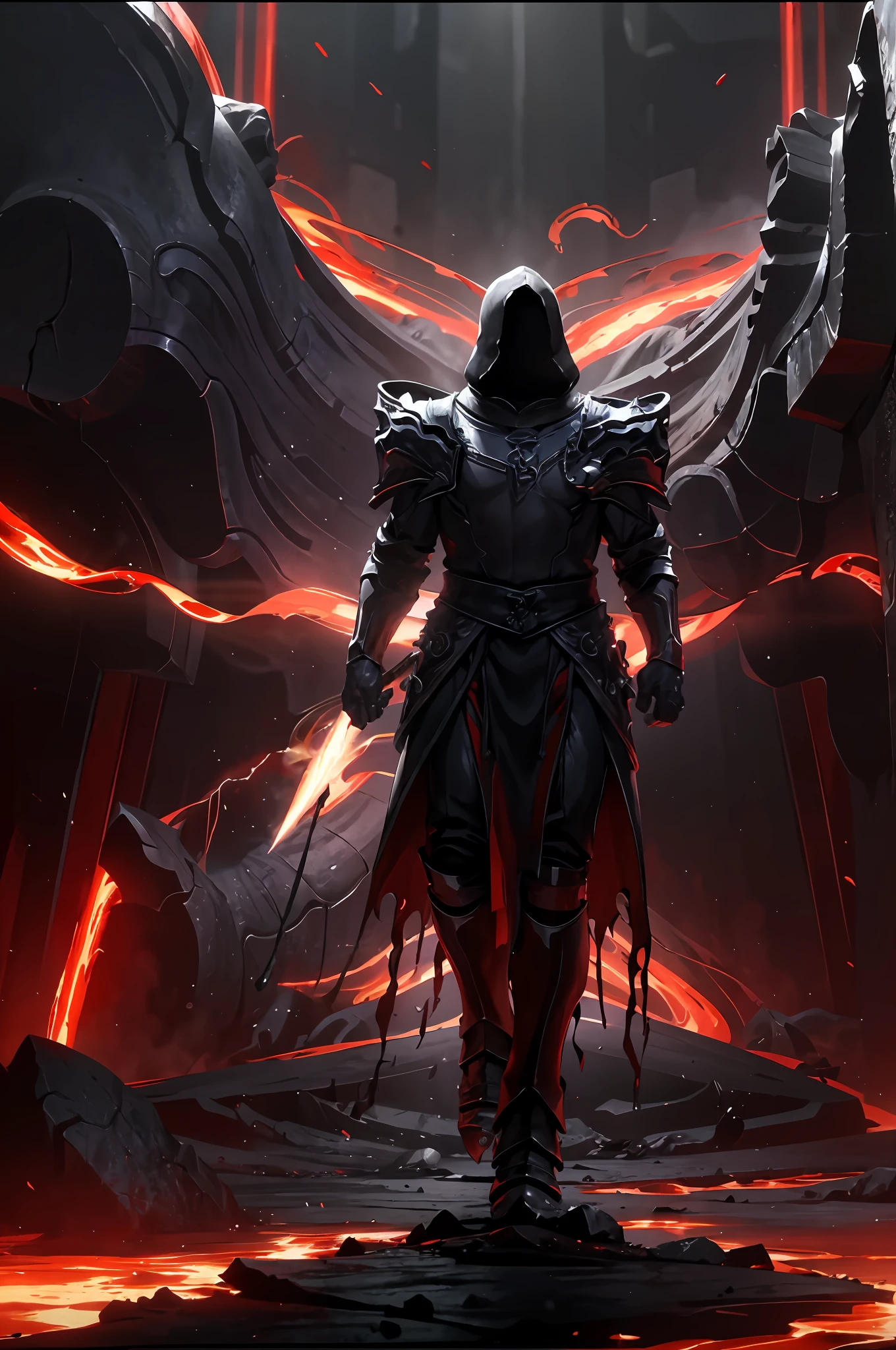 Dark、seele、Ghastly、agony、Life and death、Brighter、The demons、Trial、Redemption、illusion、火焰、Ice and snow、Splendor、mistic,Red magma,Burning red feet,light and shadow effect,Strong contrast,raiden,The angle at which you look up,Hand-held weapons