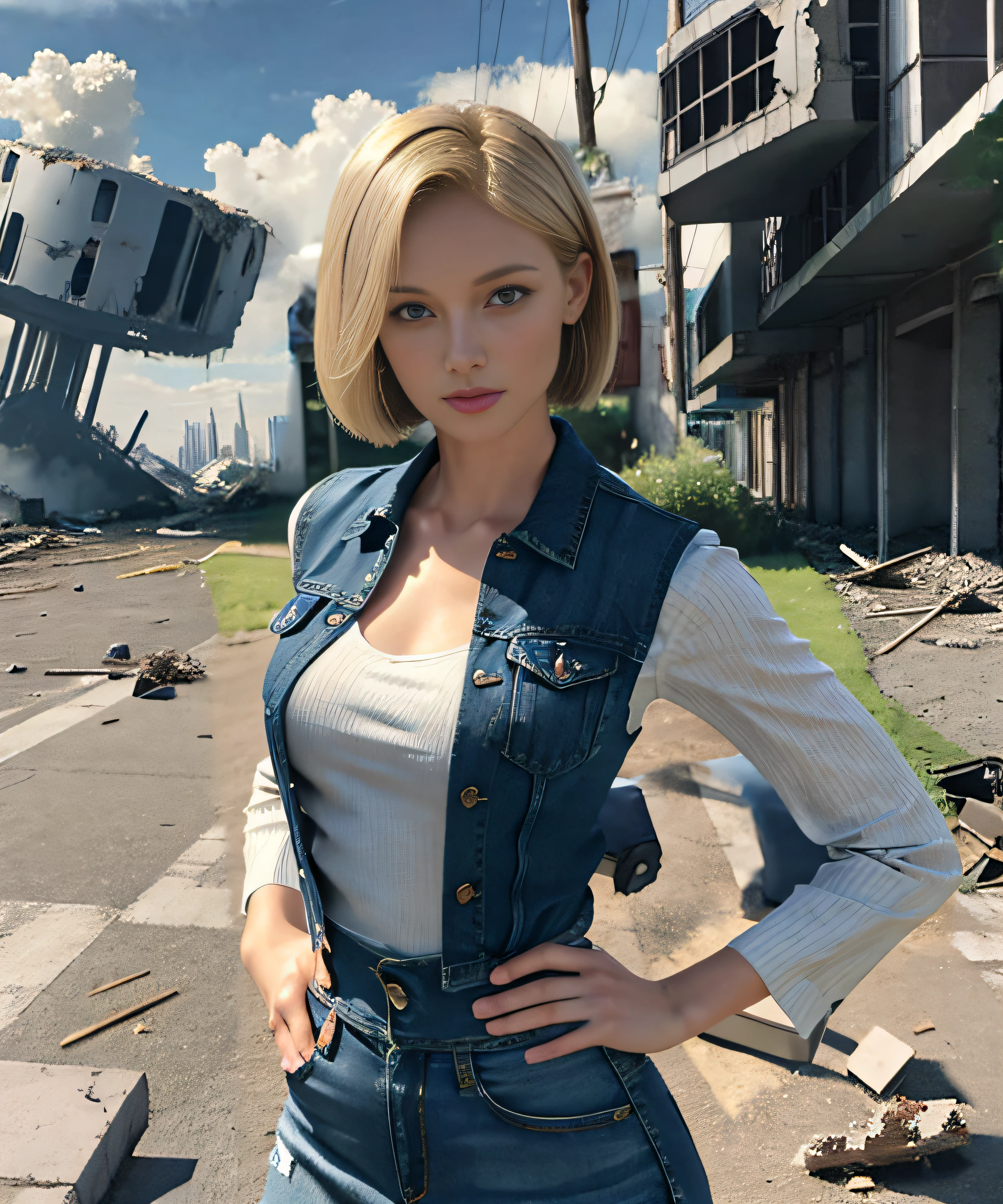 destroyed scenery, futuristic