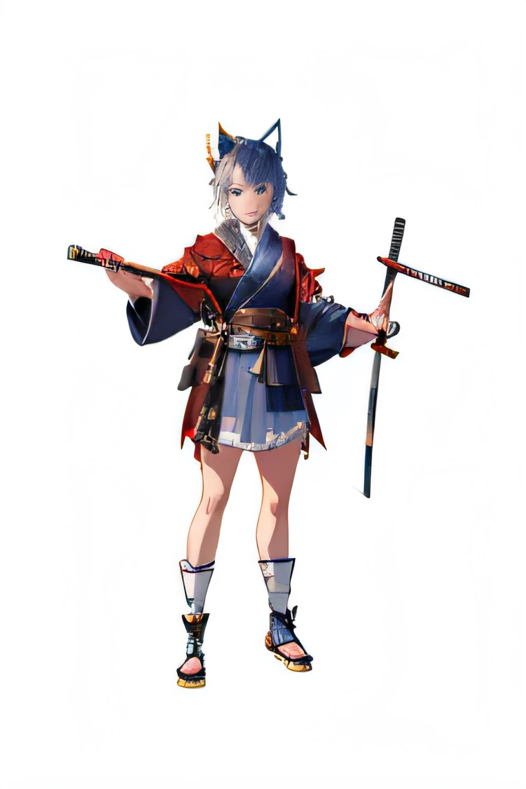 Close-up of a man holding a stick and a stick, fox nobushi holding a naginata, Katana Zero video game character, fox nobushi, full-body xianxia, she is holding a katana sword, dramatic wielding katana pose, woman samurai, katana swords, kunoichi, kasumi arimura style 3/4