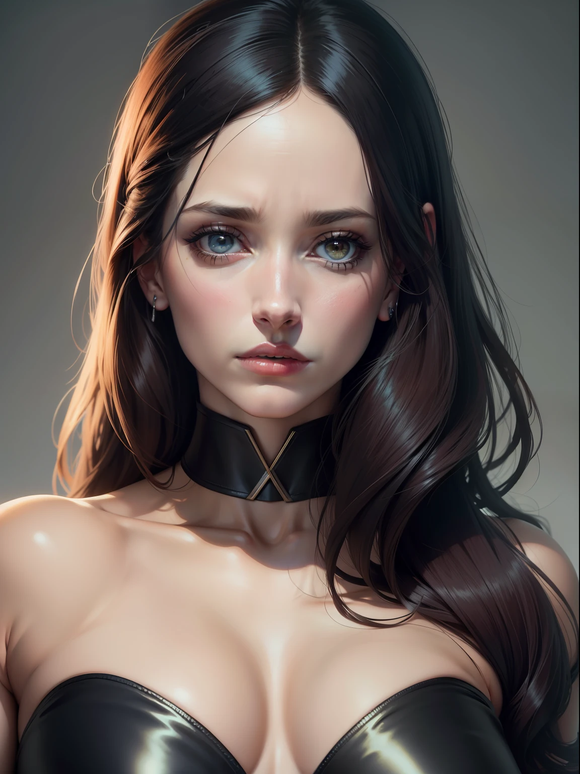 1 retrato de 1 mulher, inspirado na atriz Eva Green, rosto detalhado, olhos detalhados, musculatura correta, Anatomia correta, thirds rule, proportion Aurea, translucido, sem sutileza, corpo nu, high resolution better rendering, cinematic lighthing, 8k, papel de parede 8k
