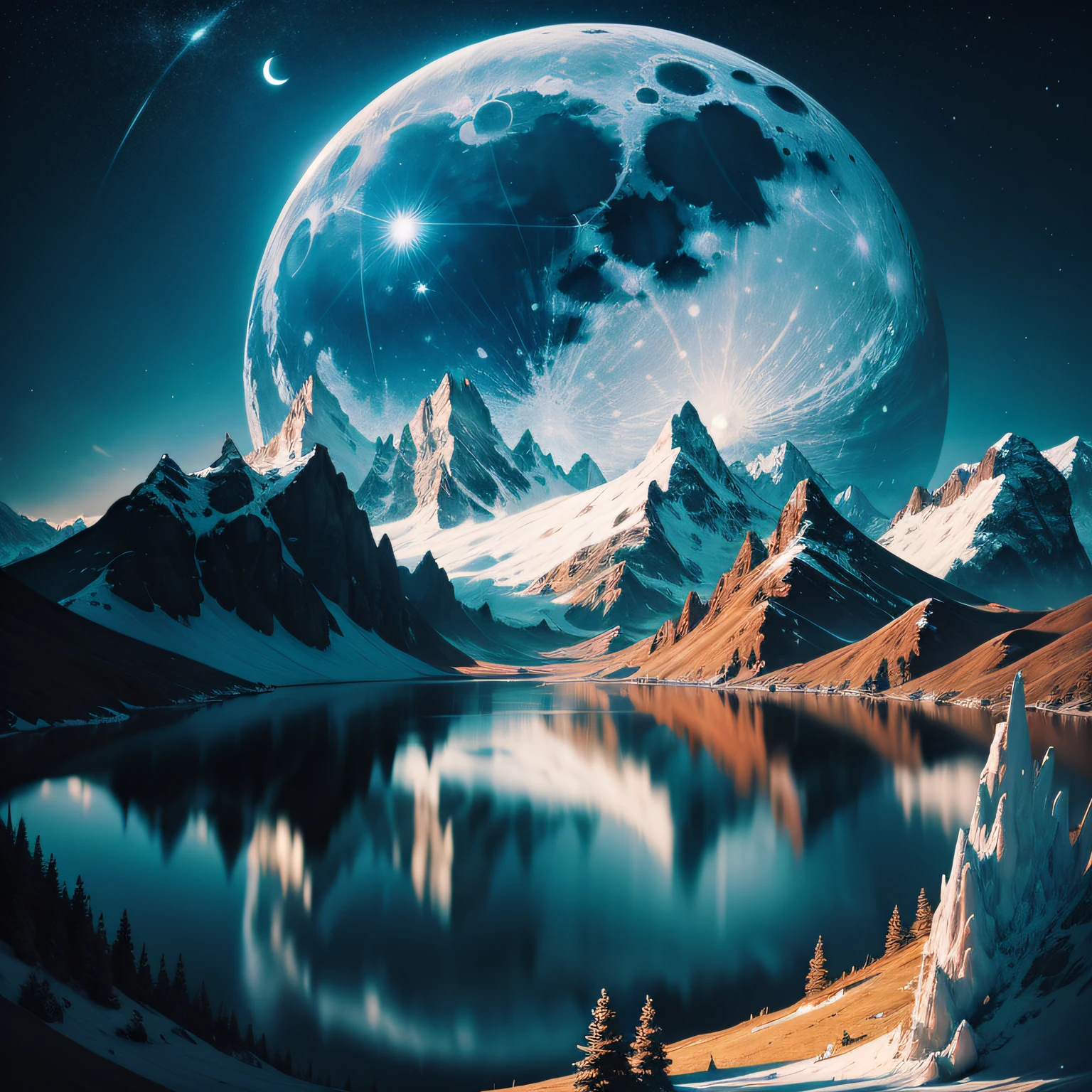 Moon, Mountains and Lakes