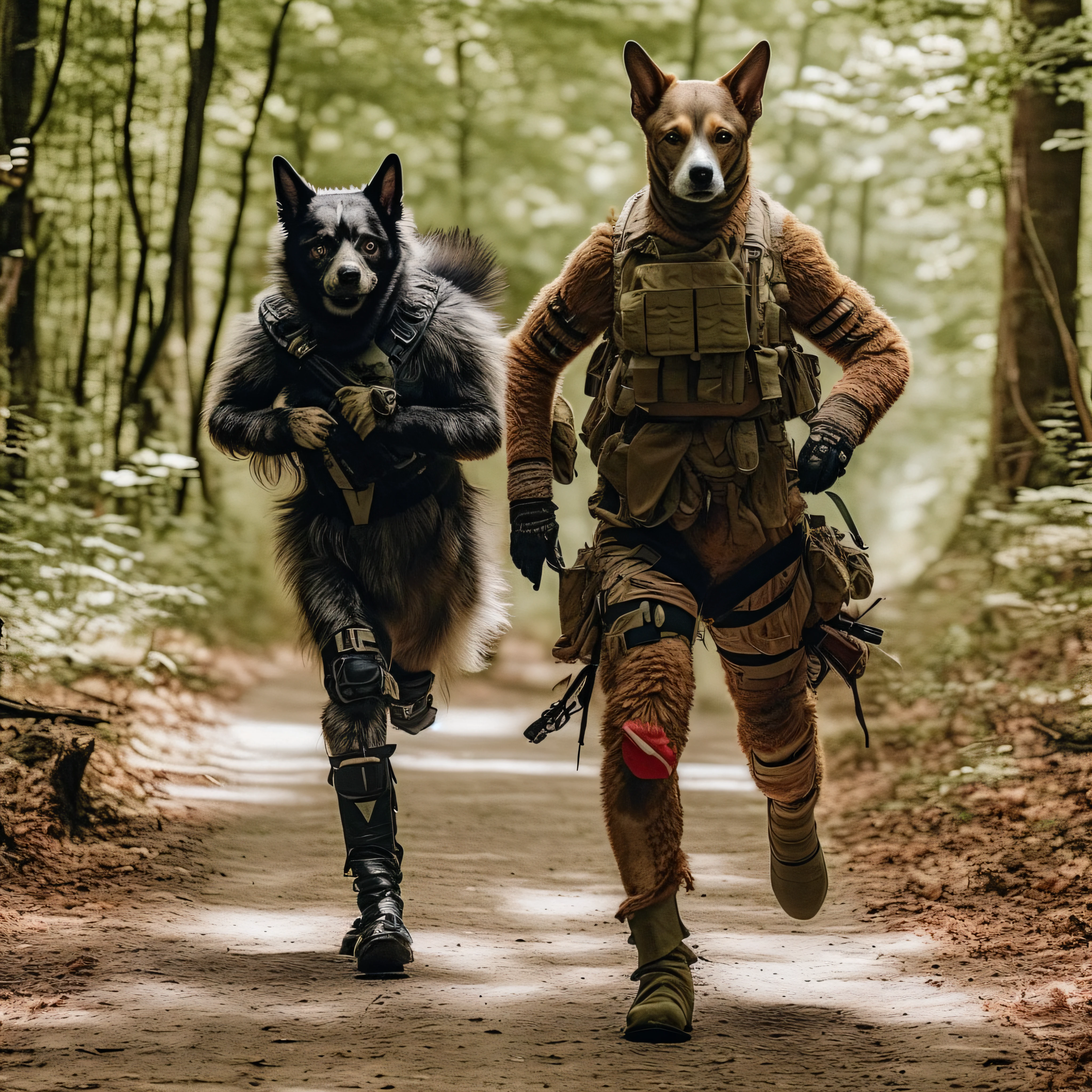 A photo of a dog-man hybrid, more man than dog, como um soldado de uma guerra civil, 8K