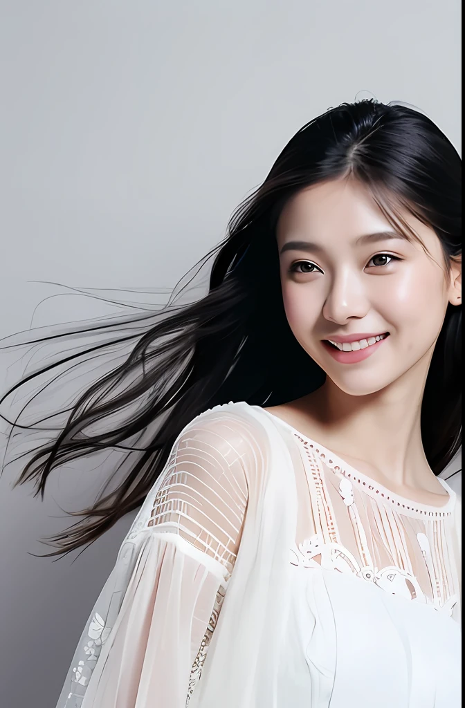 (Best quality, 8K, masterpiece:1.3)) , (one person: 1.4), 1girl, a Korean woman, a goddess, 25 years old, portrait photography, high contrast, God perspective, aperture F1.2, focal length 24mm, ( Full body: 1.2), smile, pose for photos, fine lace, slip dress, simple cut dress, brand dress, simple cut, long black hair, hair tied up, super detailed skin details, detailed fabric texture