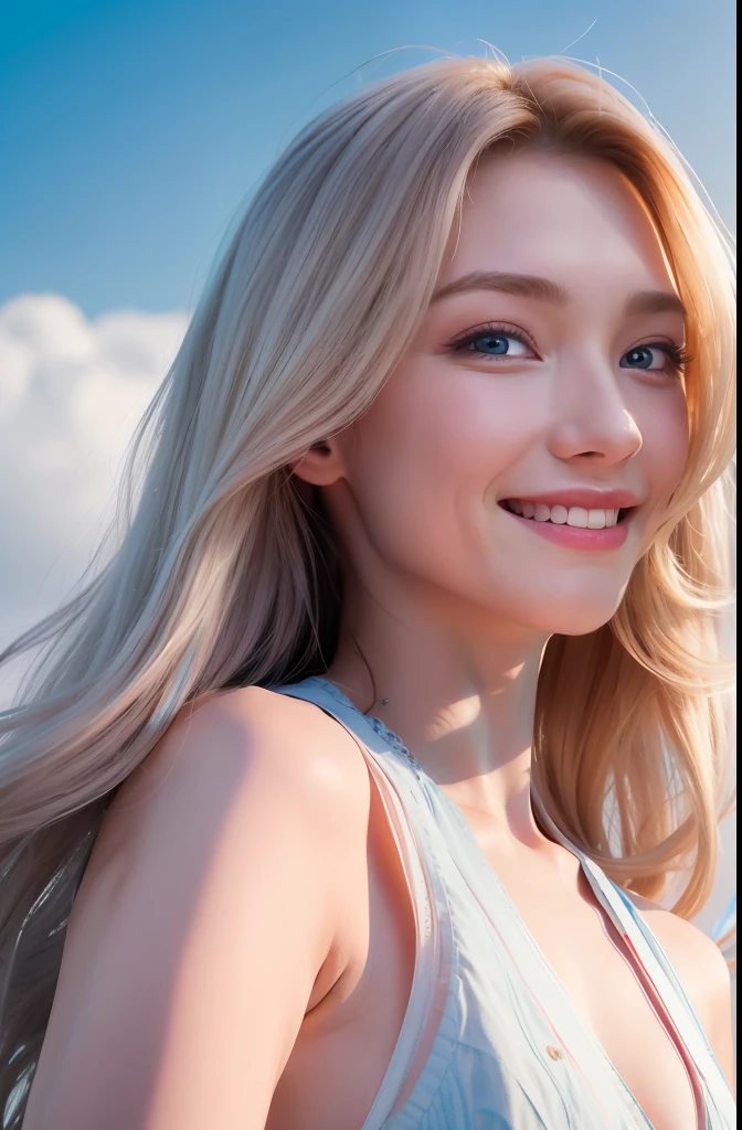 (8k, Best Quality, Masterpiece: 1.2), (Realistic, Realistic:1.37), Ultra Detailed, 1 Girl, Cute, Solo, Beautiful Detailed Sky, Dating, (Nose Red), (Smile: 1.15), (Shut Up) Small Breasts, Beautiful Delicate Eyes, (Long Hair: 1.2), Flowing Hair NovaFrogStyle, Upper body, Vest