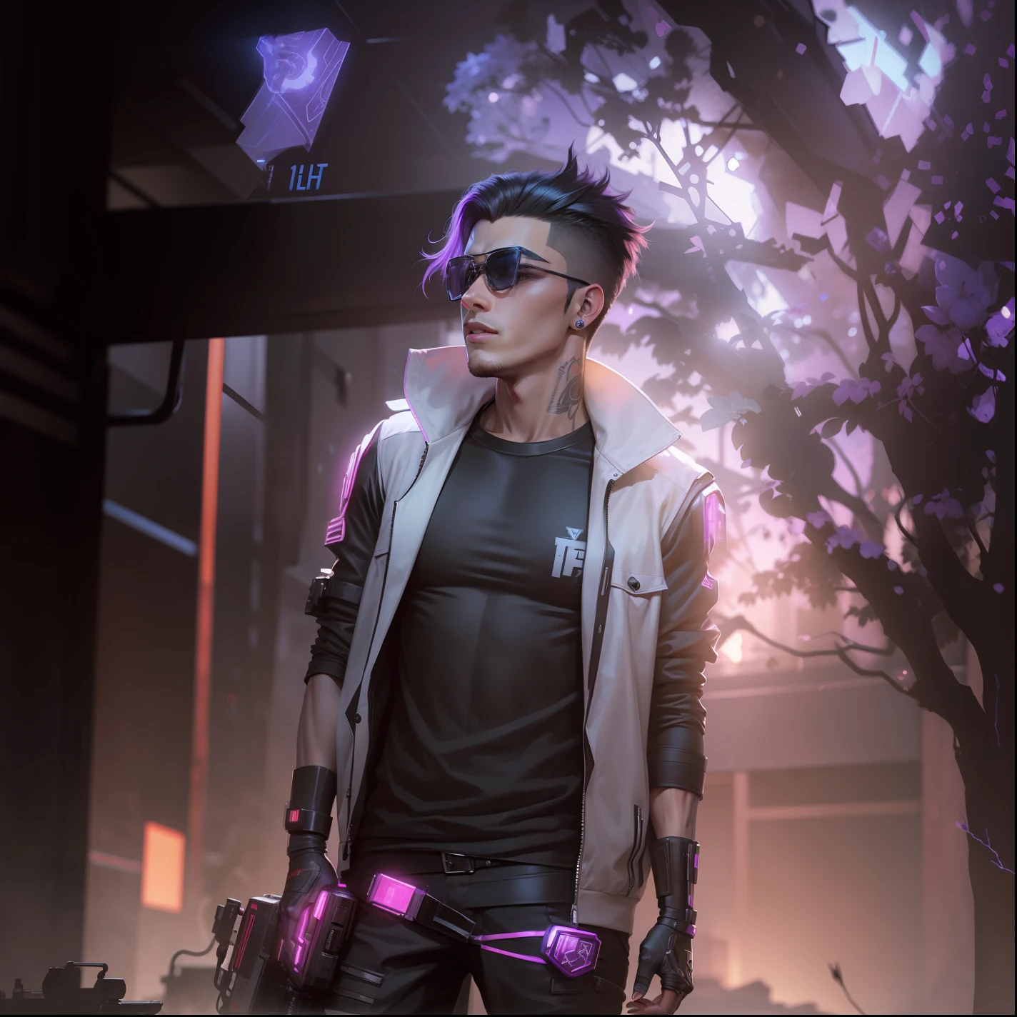 Change background cyberpunk handsome boy realistic face
