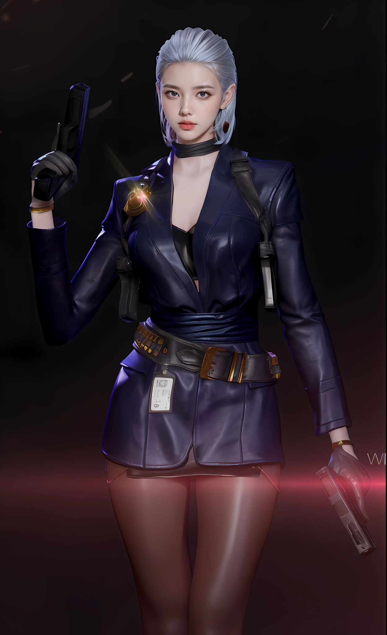 best qualtiy, Full body like，Refined face，pretty  face，25 years old woman，slimfigure，Smaller bust，office lady uniform，Office wear，black lence stockings，（Castle background：1.3）