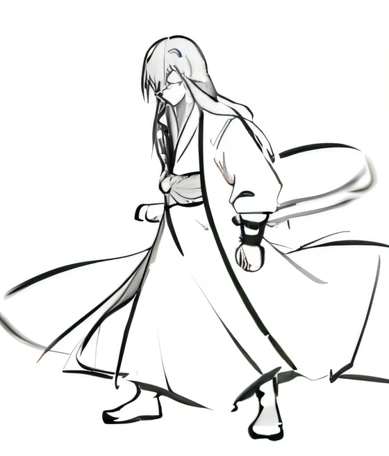 Long-haired boy,Clench your hands into fists,Outer eight standing。