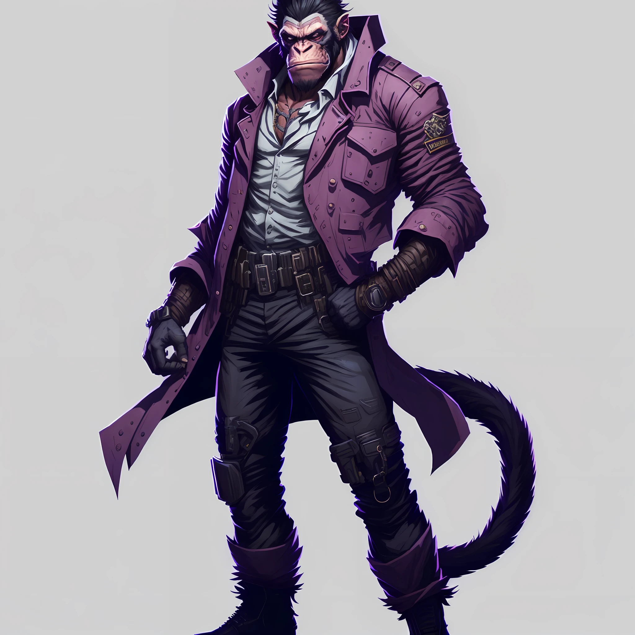Batman the Dark Knight stands with his hands in his pockets, shadowrun character art, winston the ape from overwatch, Antro Concept Art, ( ( character concept art ) ), Official Character Art, detailed character art, character artwork, epic character art, very detailed character, high quality character design, single character concept art, Stunning character art, game character concept art