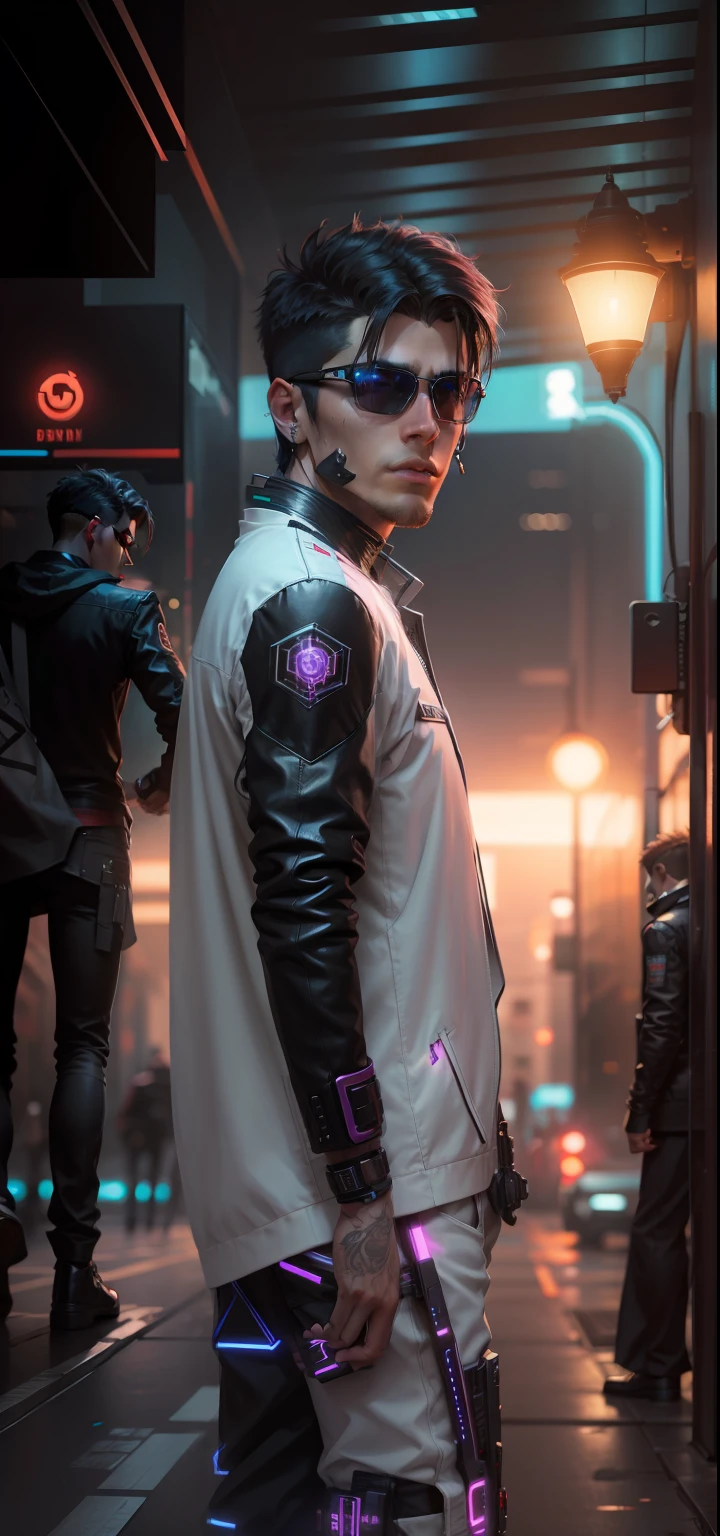 Change background cyberpunk handsome boy realistic face