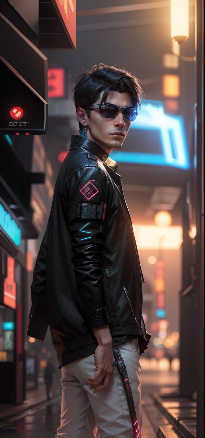 Change background cyberpunk handsome boy realistic face