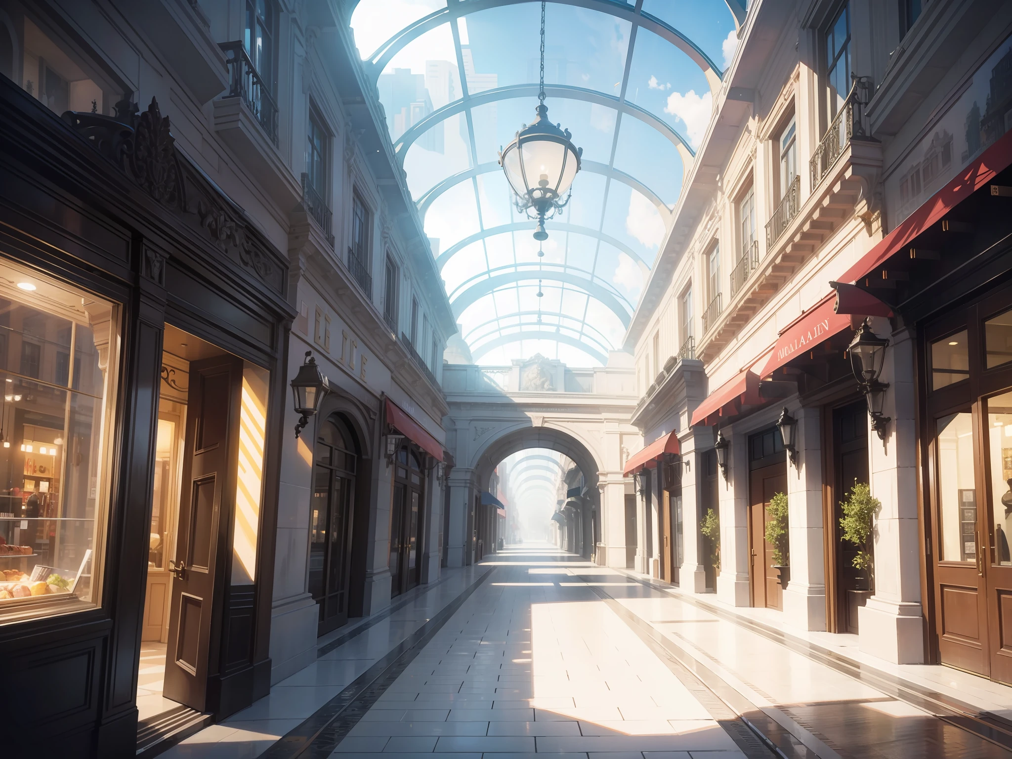 Masterpiece, Best quality,Buildings,Mall,No man's street,
