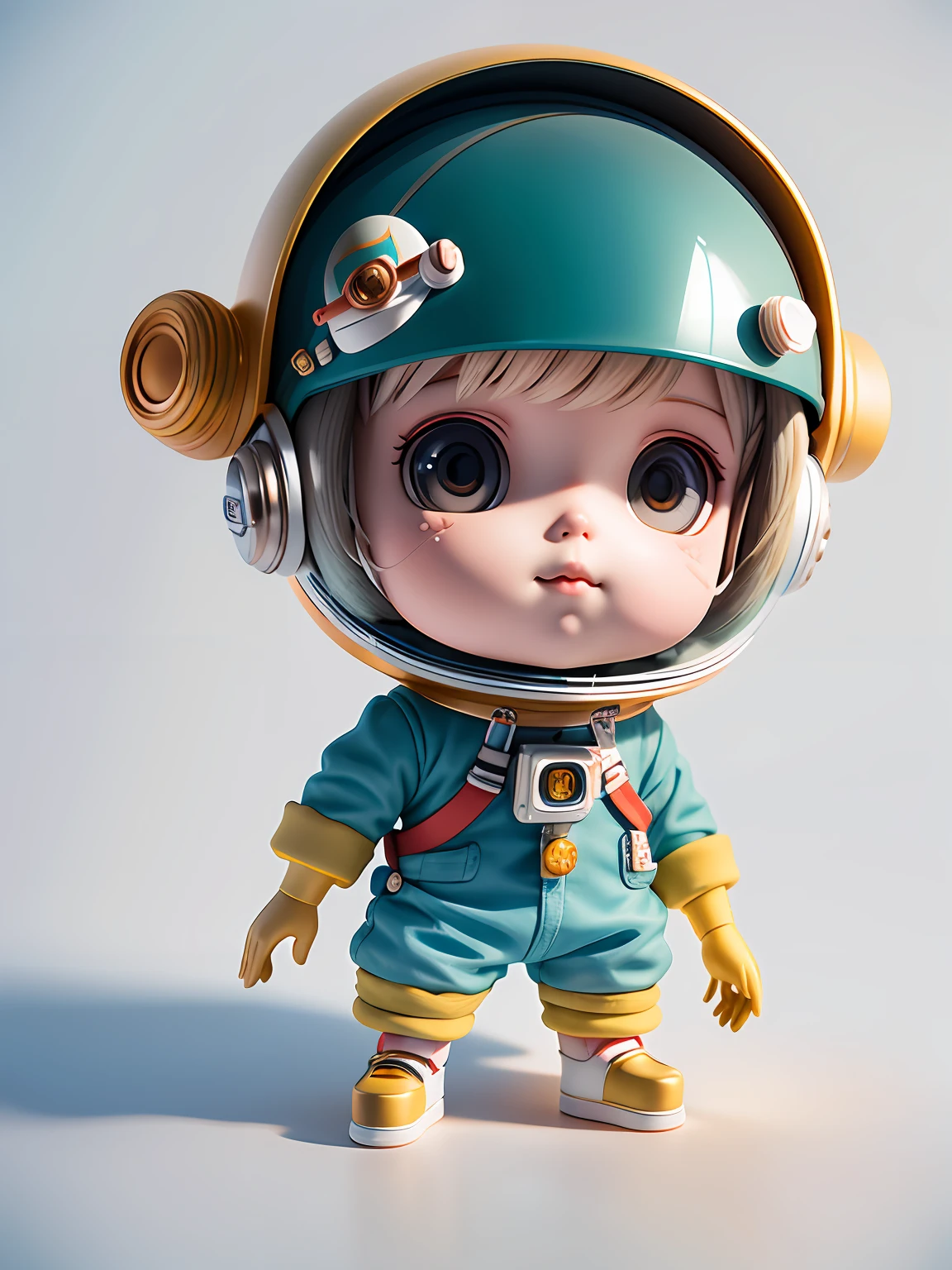 There is a little doll with helmet and helmet, cute 3d rendering, little astronaut looking up, portrait anime space cadet boy, cute 3d anime boy rendering, cute detailed digital art, male explorer mini cute boy, 3d rendering stylized, 3d rendered character art 8k, cute digital painting, anime style 3d, super detailed rendering