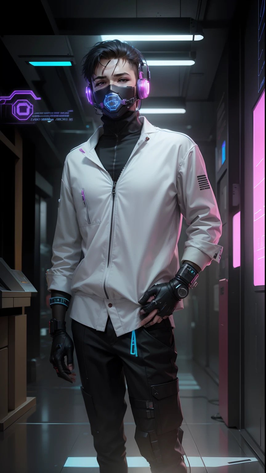 Realstic face cyber punk young boy