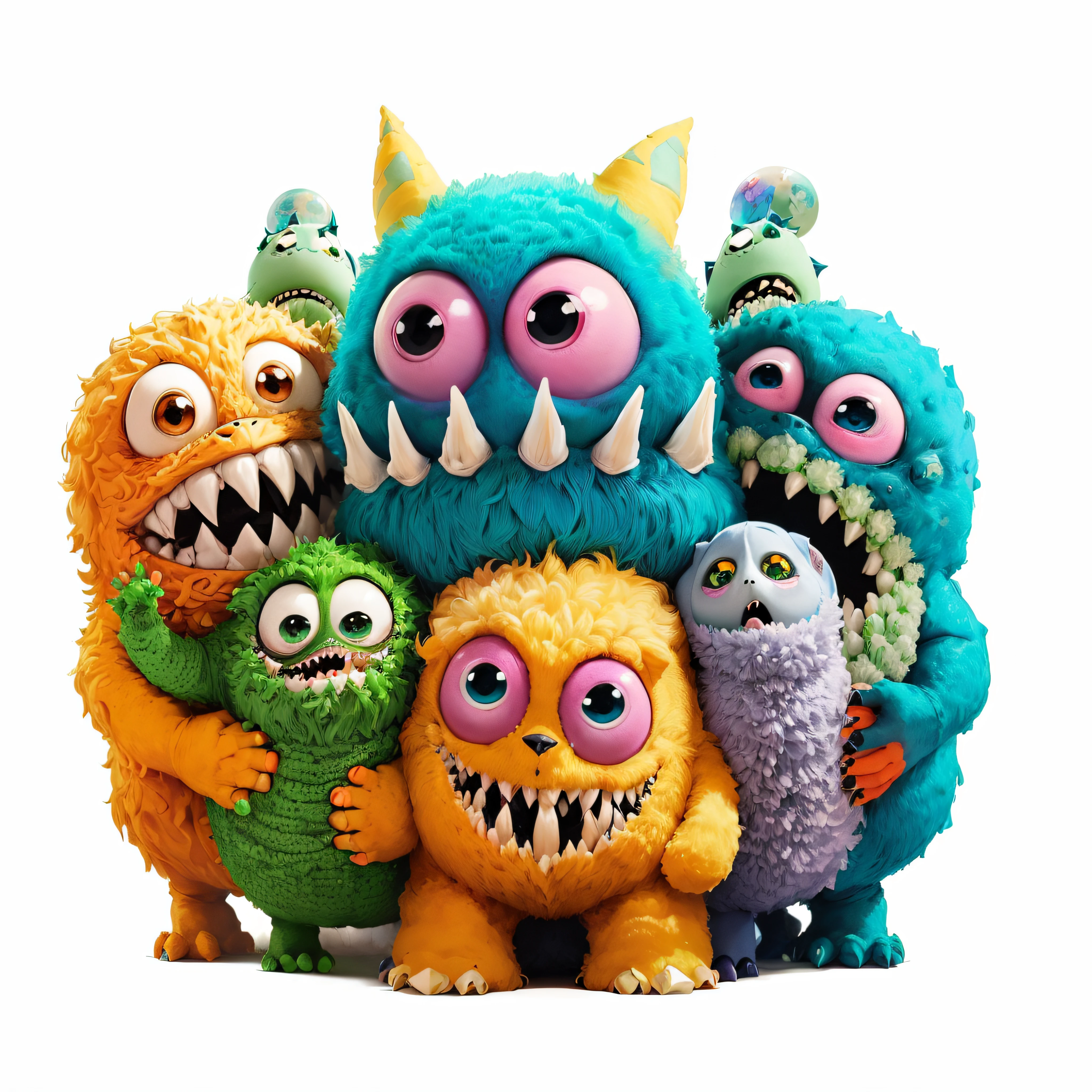Cartoon monsters with big eyes and big mouths are hugging each other, monstros bonitos, design de personagem monstro bonito, design de personagem monstro, monstros, monstro bonito, design monstro, cute coronavirus creatures!, Criaturas, tema monstro, cute coronavirus creatures, Retrato de um monstro bonito, monstros em segundo plano, arte do monstro, Criaturas de falha, characters 8k symmetrical