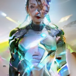 Ultra realistic face with a sci-fi body