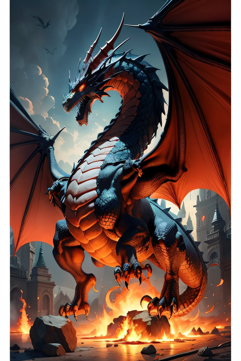 A dragon set the entire area on fire