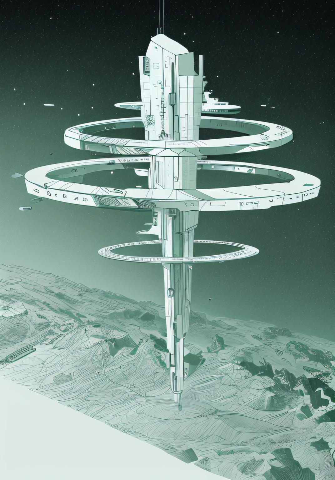 Line drawings,Future science fiction,the detail,Extreme