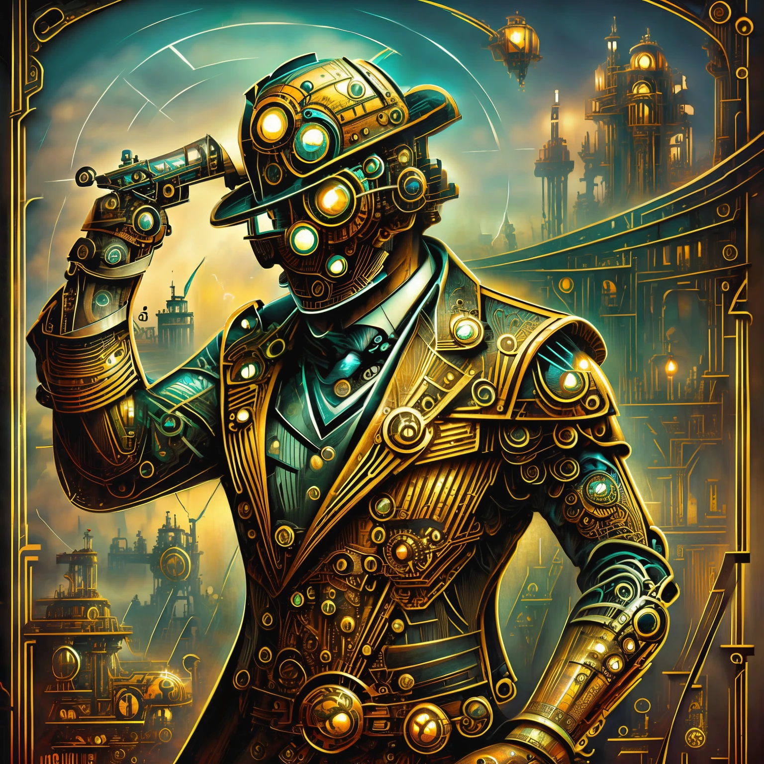 (steampunkai Swoon), um papagaio de lado em estilo steampunk, (cores,Colouring,32 k),USA ,super detalhado,