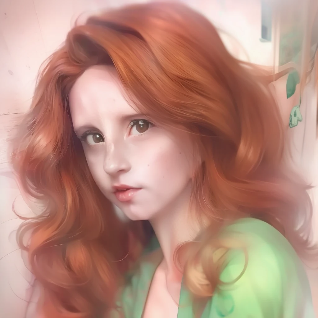 A watercolor and pencil drawing of a beautiful woman in 26-year-old princess clothing with wavy dark red hair, delicate lips, olhos cor de mel, rosto bonito,rosto sexy, poros na pele, rosto detalhado, corpo magro em forma, cores frias, (LiliArt)