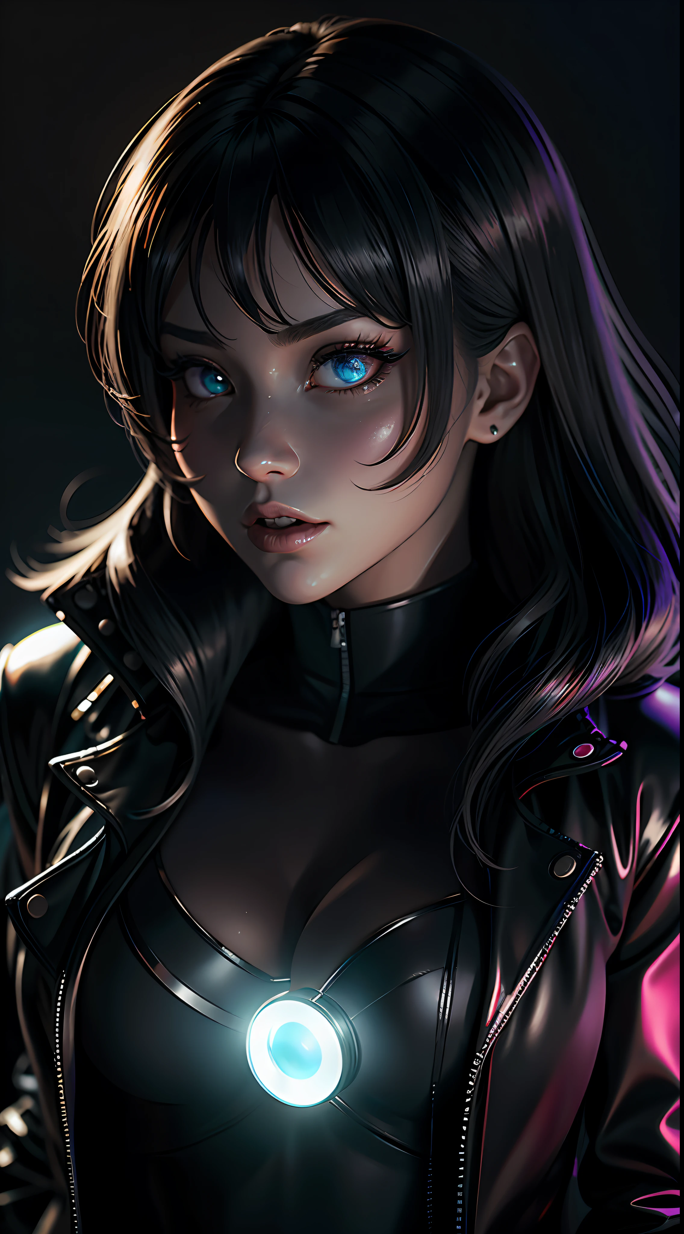 tmasterpiece,best qualtiy,A half body,sportrait,nightcity,Black scaled demon monster,anime big breast,3D,jpn,by Pixar,Realistis,ssmile,Harajuku fashion style,raincoat,big breasts beautiful,Colorful,neonlight,cyber punk perssonage,Smooth skin,illustratio,artstation,Paintings by Stanley Artgerm Lau,side looking,ssee-through,very highly detailed 8k,smoothness,A high resolution,Super mass,Very detailed eyes,very detailed mouth,very vey very detailed face,perfect eyes,The eyes are the same,Real light,glarelight,Irridescent color,globalillumination,Real hair movement,Real light,Real Shadow,Real face,k hd,Realistic light,Realistic shadows,gloss eyes,Fluorescent eye,softlighting,Dreamlight