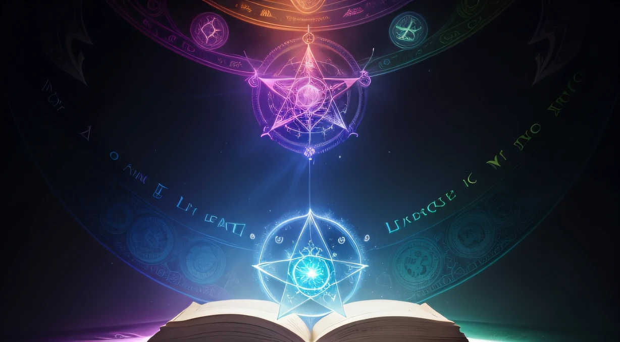 Colorful, the wallpaper, energy, Unknown terror, Arcane, magic around, magic around, wands, Books, Flight page, omniscient, Predicting the future, Learn about the past, Infinite wisdom, Blue Flame, Warlock, Magic Circles, pentacle, Spells, Spells, Singing magic,The little witch casts magic