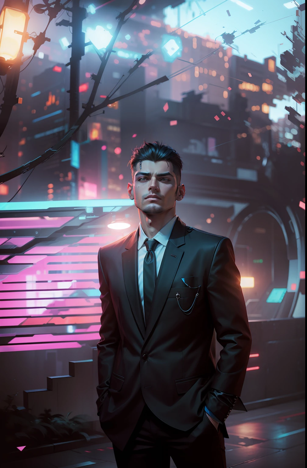 Change background cyberpunk handsome