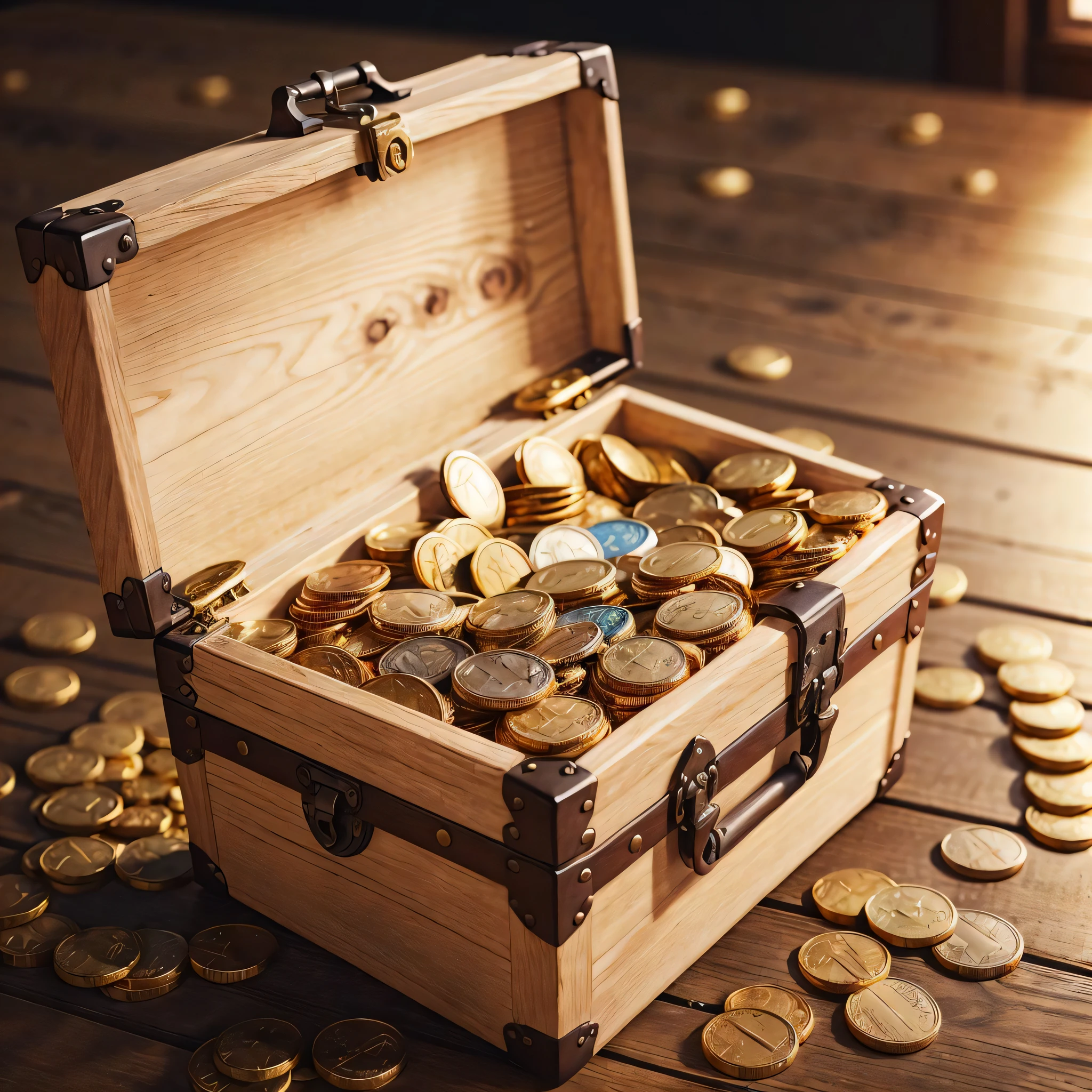 treasure chest full of gold coins, realistic, best quality, 4k