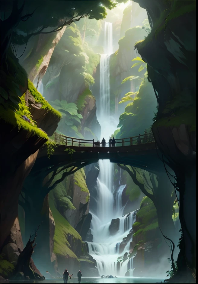 There are a lot of trees,the rainforest,waterfallr,steins,belve