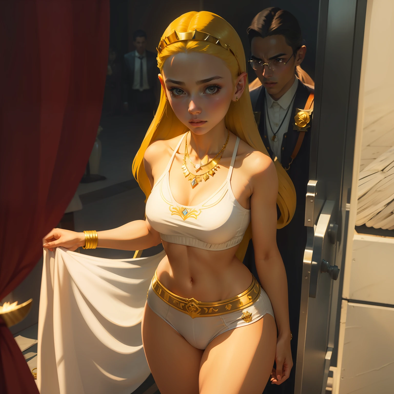 Female pervert,18yr old,A princess,Beautiful and moving,Bigchest,With a necklace,Wear only white underwear