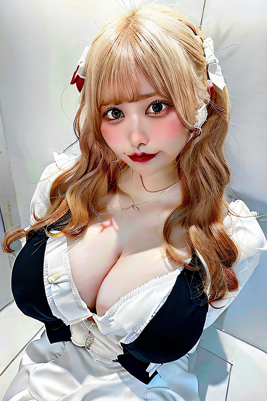 blond hairbl,Kizi,sat on the ground,marble floor,White wall,White shirt on the upper body,Undo both buttons,36D cups,Red Lingeri,black lence stockings,spread their legs,The eyes pleaded,full bodyesbian,Waist-hip ratio 1:3,red panties,k hd,The stockings were torn