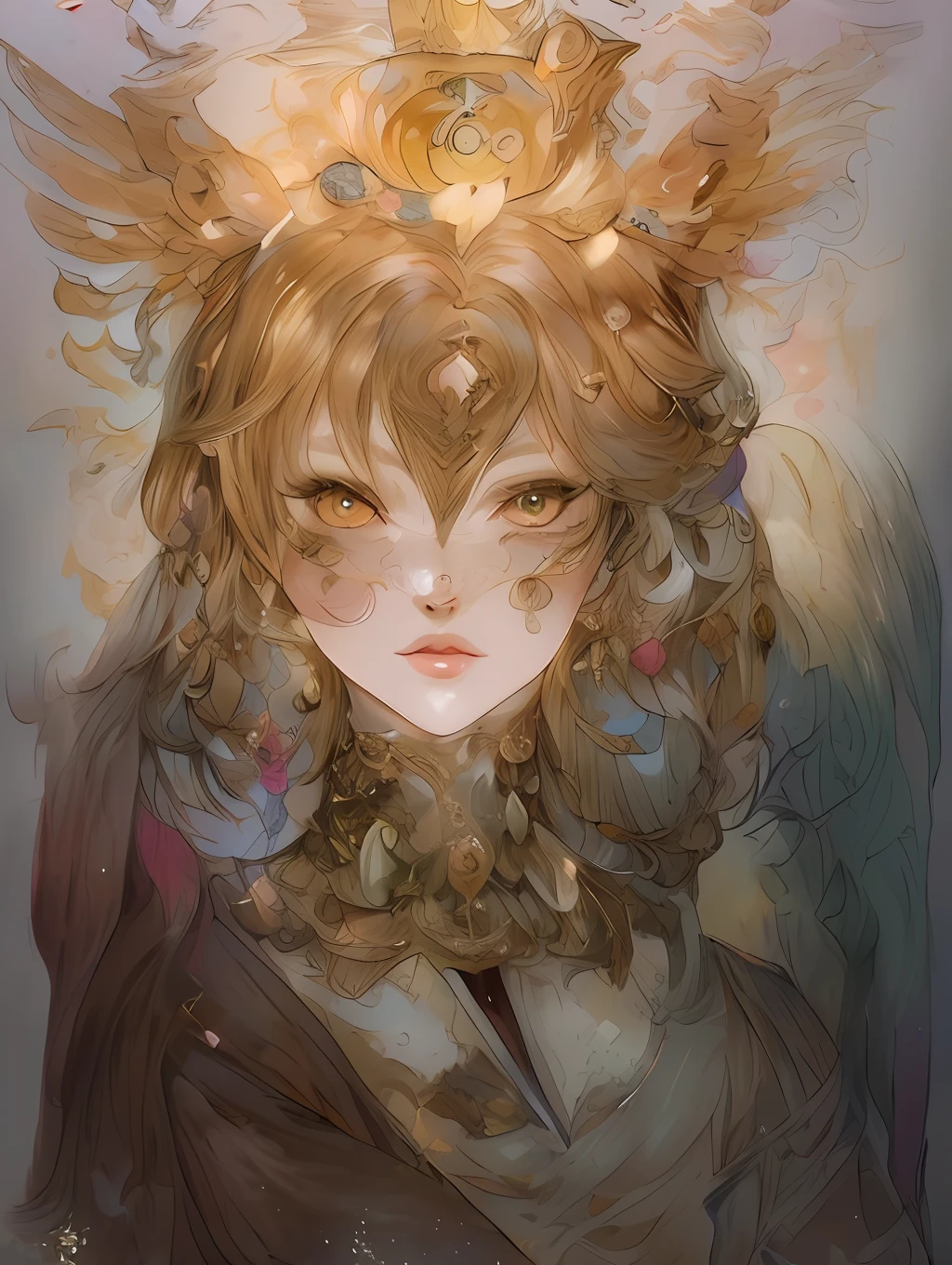 a painting of a woman with a bird on her head, detailed digital anime art, anime fantasy illustration, detailed matte fantasy portrait, goddess close-up portrait, goddess portrait, detailed portrait of anime girl, anime fantasy artwork, goddess. extremely high detail, beautiful anime catgirl, fantasy portrait, ((a beautiful fantasy empress)), korean art nouveau anime, detailed anime art