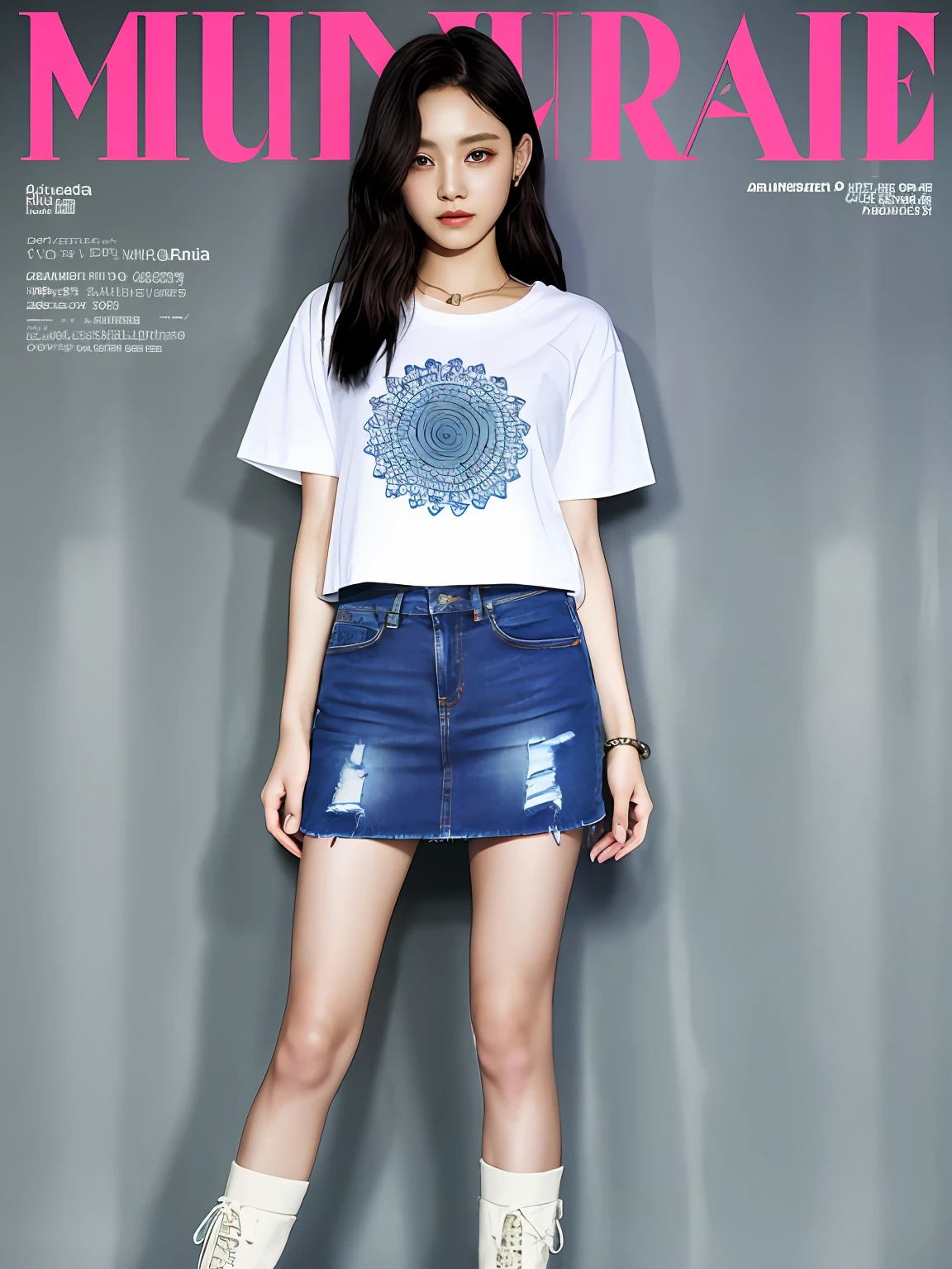 young beautiful girl, ultra detailed, official art, unity 8k wallpaper, (fashion magazine cover:1.3),
BREAK
denim mini skirt, graphic tee, combat boots
, mandala