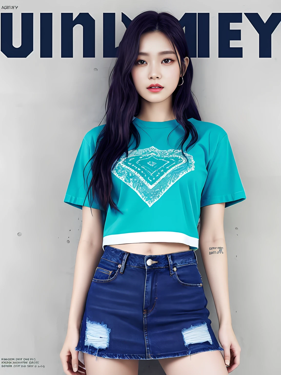 young beautiful girl, ultra detailed, official art, unity 8k wallpaper, (fashion magazine cover:1.3), 
BREAK
denim mini skirt, graphic tee, combat boots
, mandala
