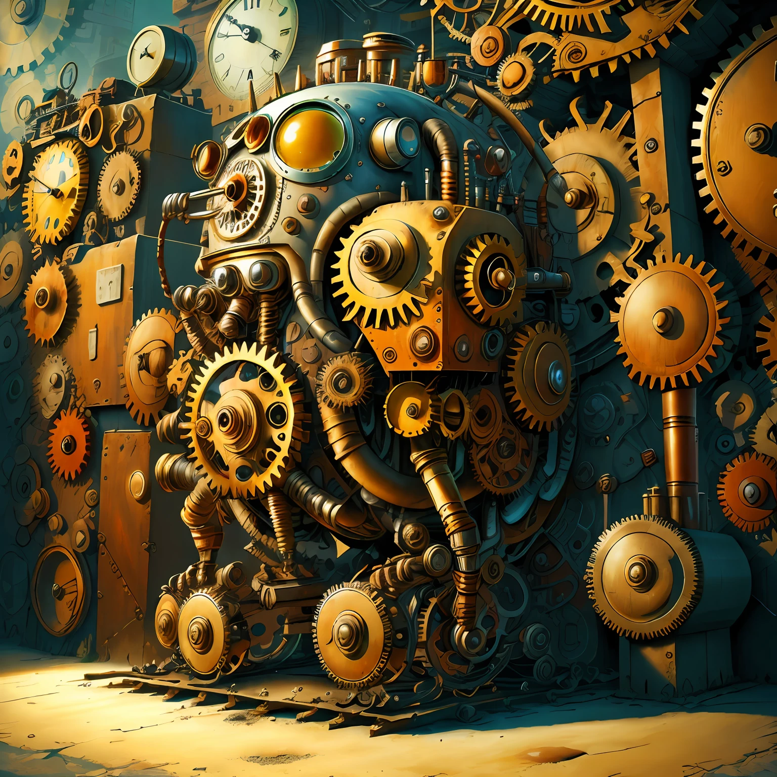 CogPunkAI Robot ,  clock de Parede 32 k, Cores