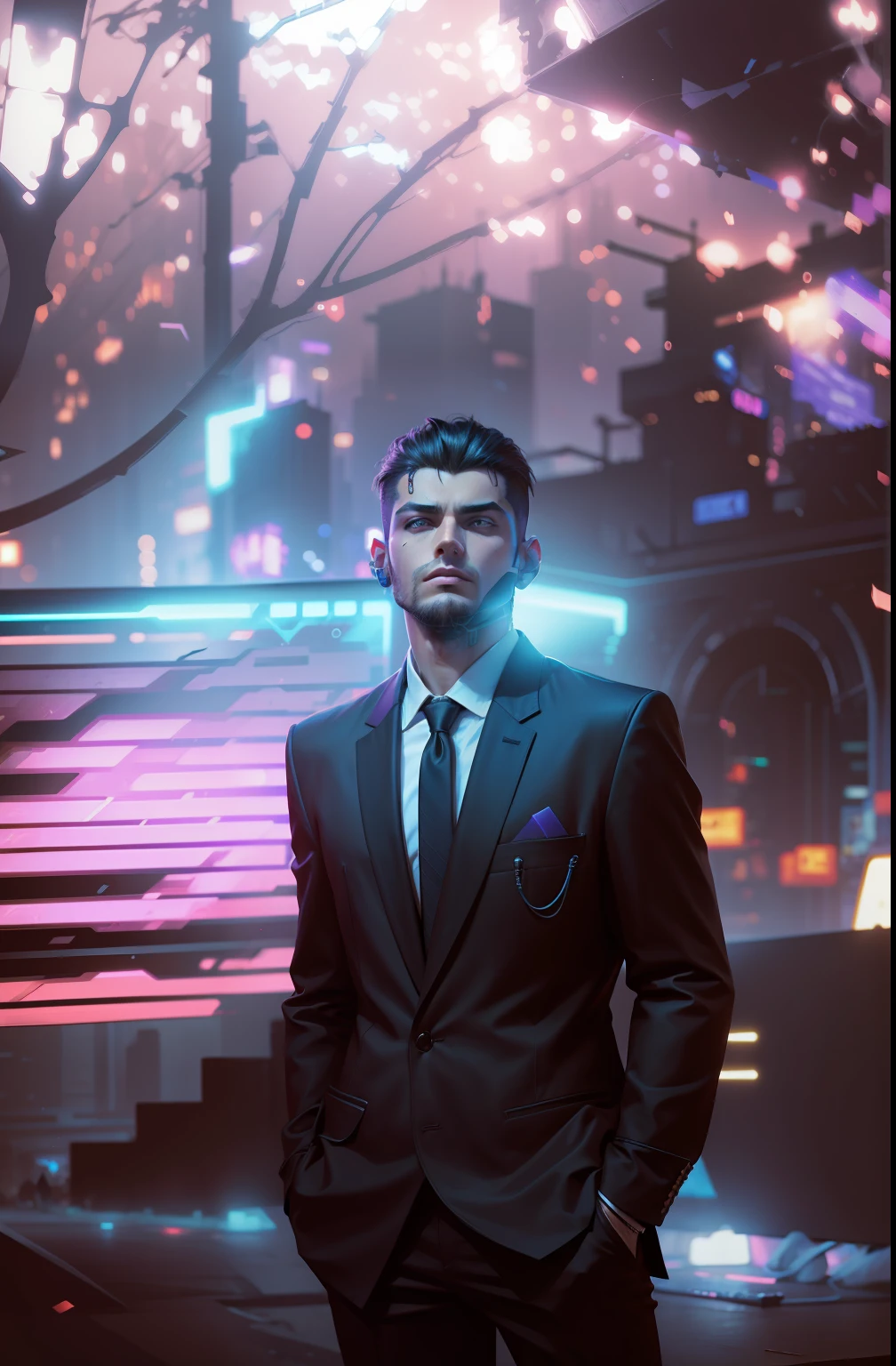 Change background cyberpunk handsome