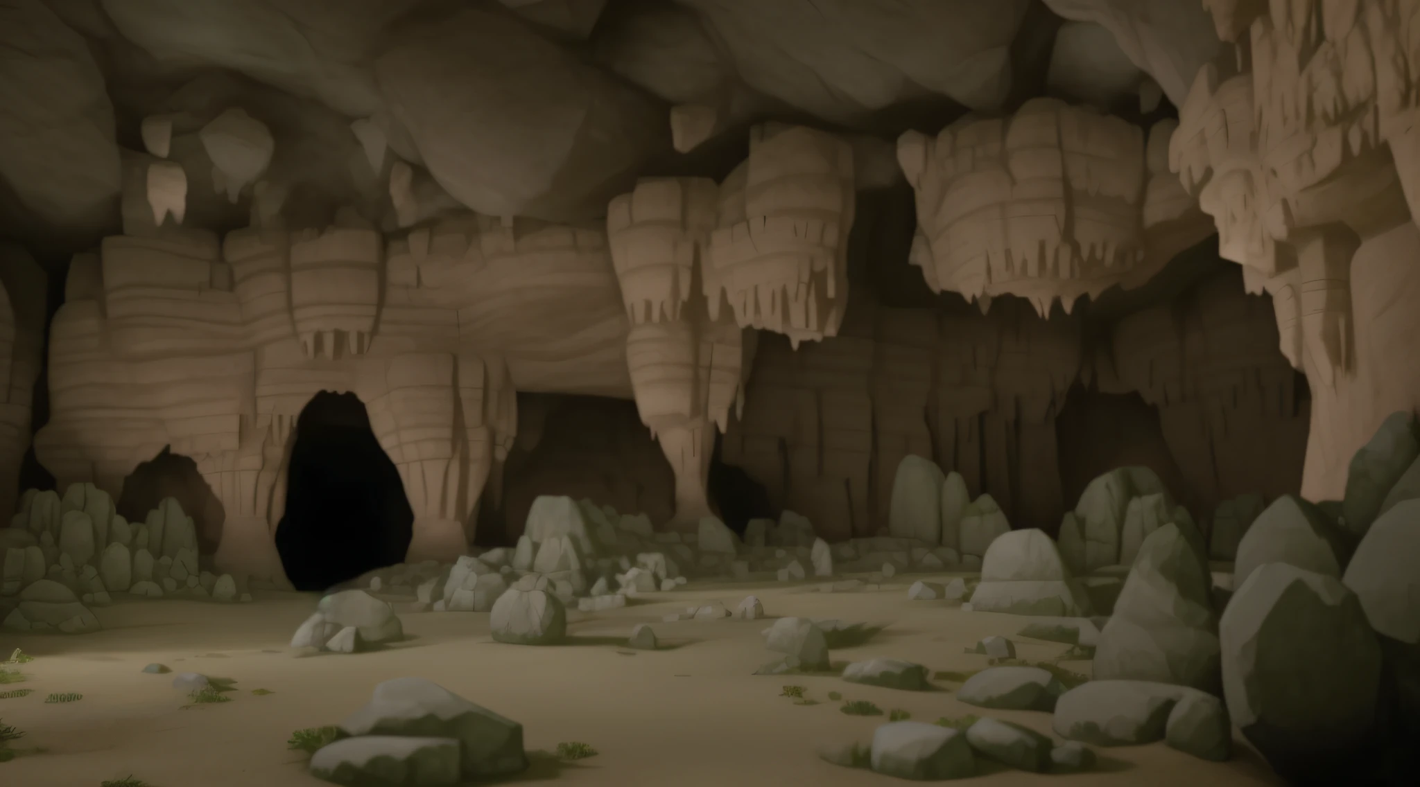 There is a small cave in the mountain, Ancient caves, speleothems, cave entrance, ancient cave, Cave, cave prison, cave setting, speleothems!, A creepy cave, An empty bathhouse hidden in a cave, Cave Town, underground cave, Overgrown stone caves, cinematic Film still from, Found in caves made of clay, A very large cave, Overgrown caves