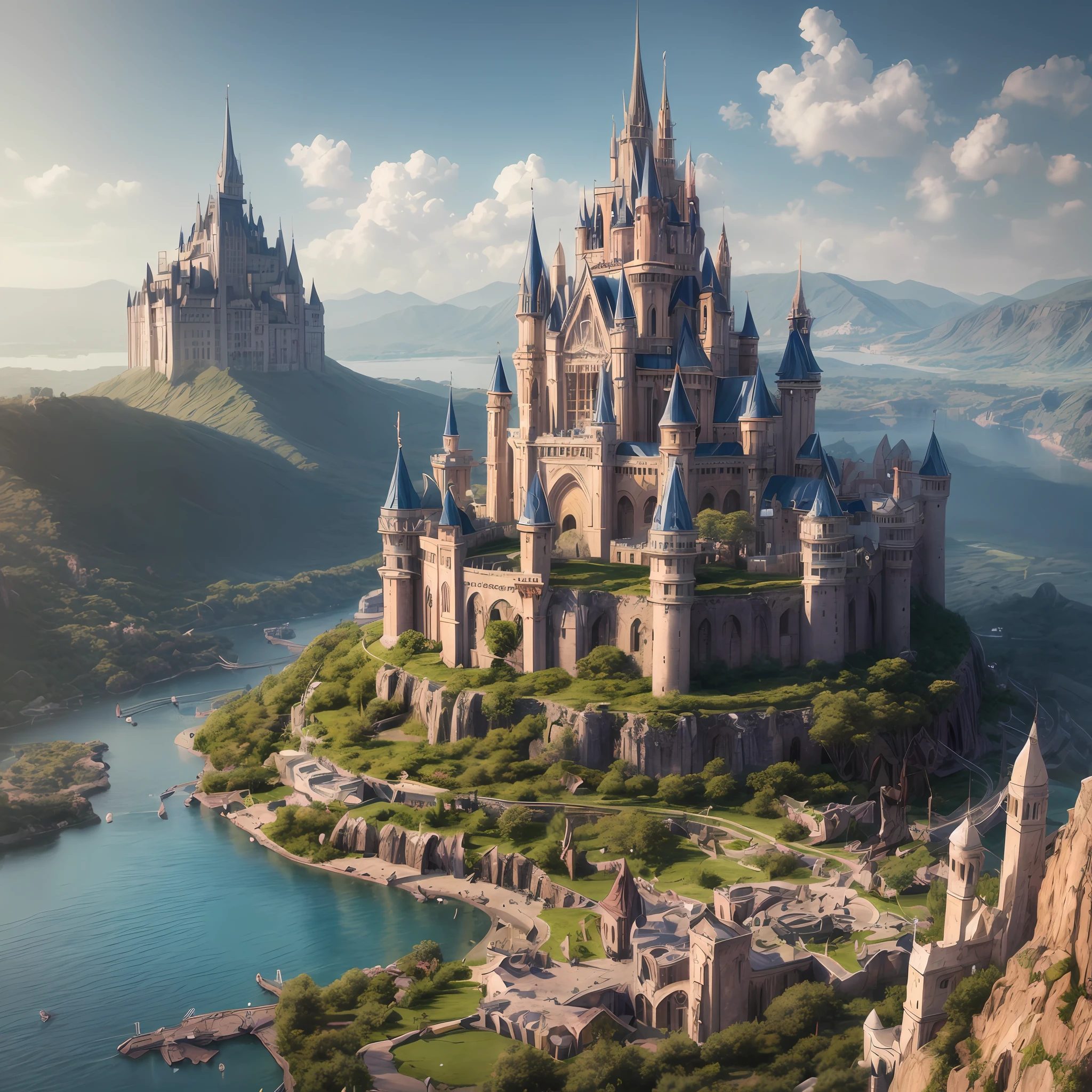 anime scene of a tree with a castle in the background, concept art by Kamagurka, pixiv contest winner, fantasy art, anime background art, anime concept hdr anime macmanus, 4k highly detailed digital art, background artwork, anime epic artwork, anime scenery concept art, 4k detailed digital art, made of tree and fantasy valley,