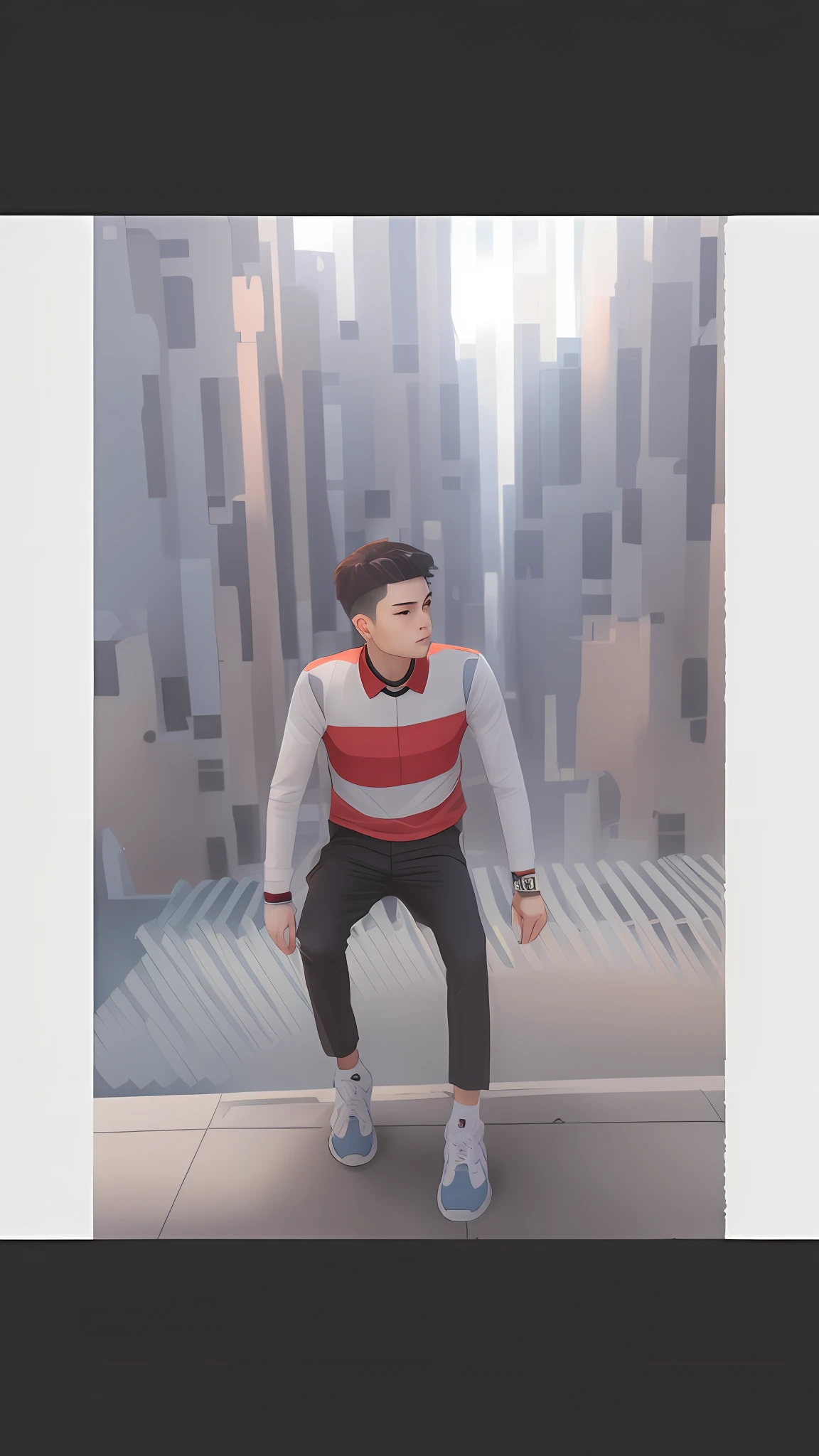 Change background to Cybercity, make me anime character