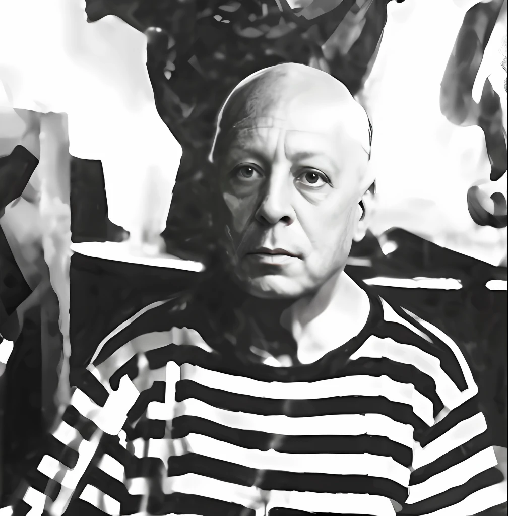 Homem de camisa listrada sentado, Pablo Picasso,  George de Chirico, auto retrato, Benjamin Solari Parravicini