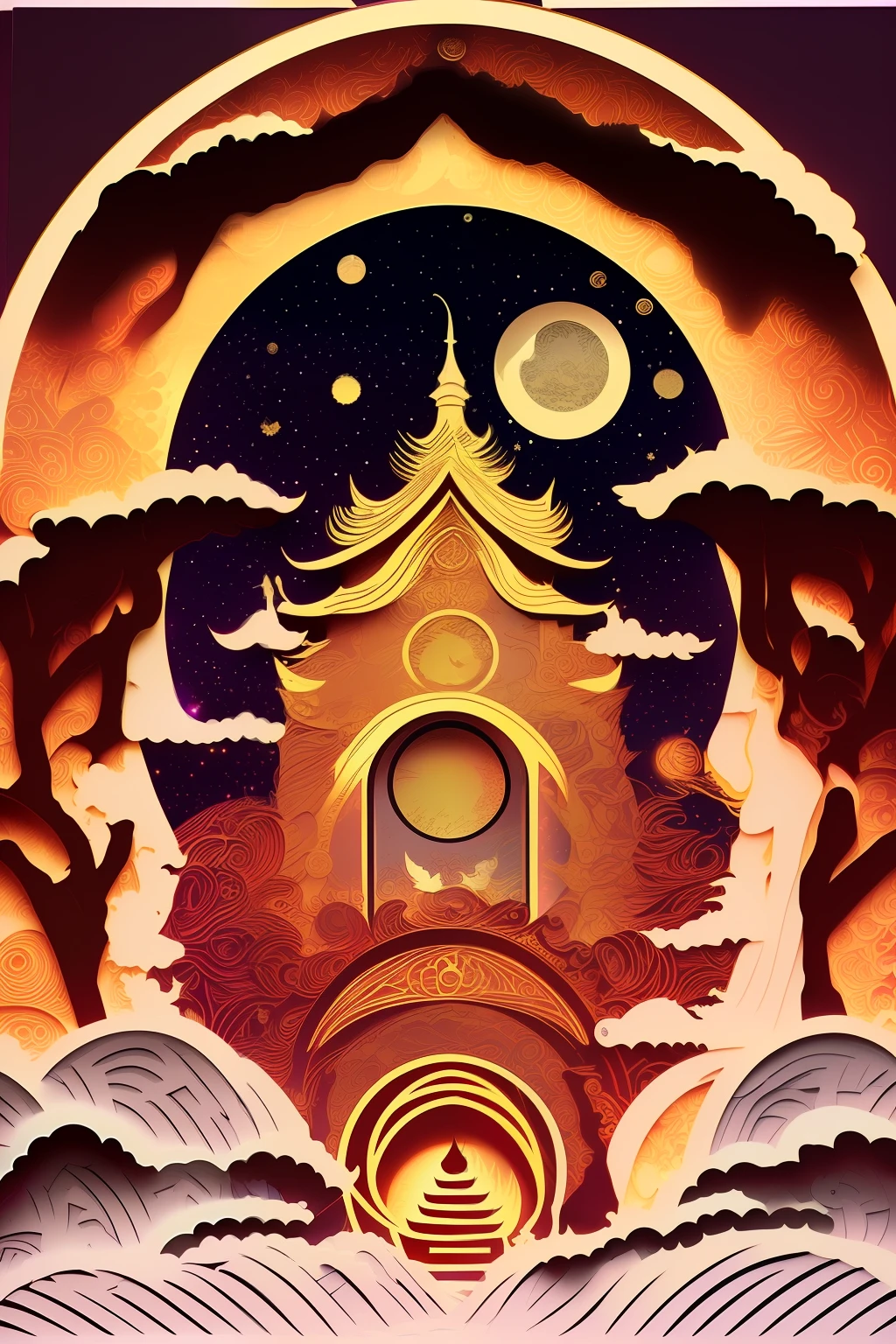 mdjrny-pprct geisha, dojo, moonlight