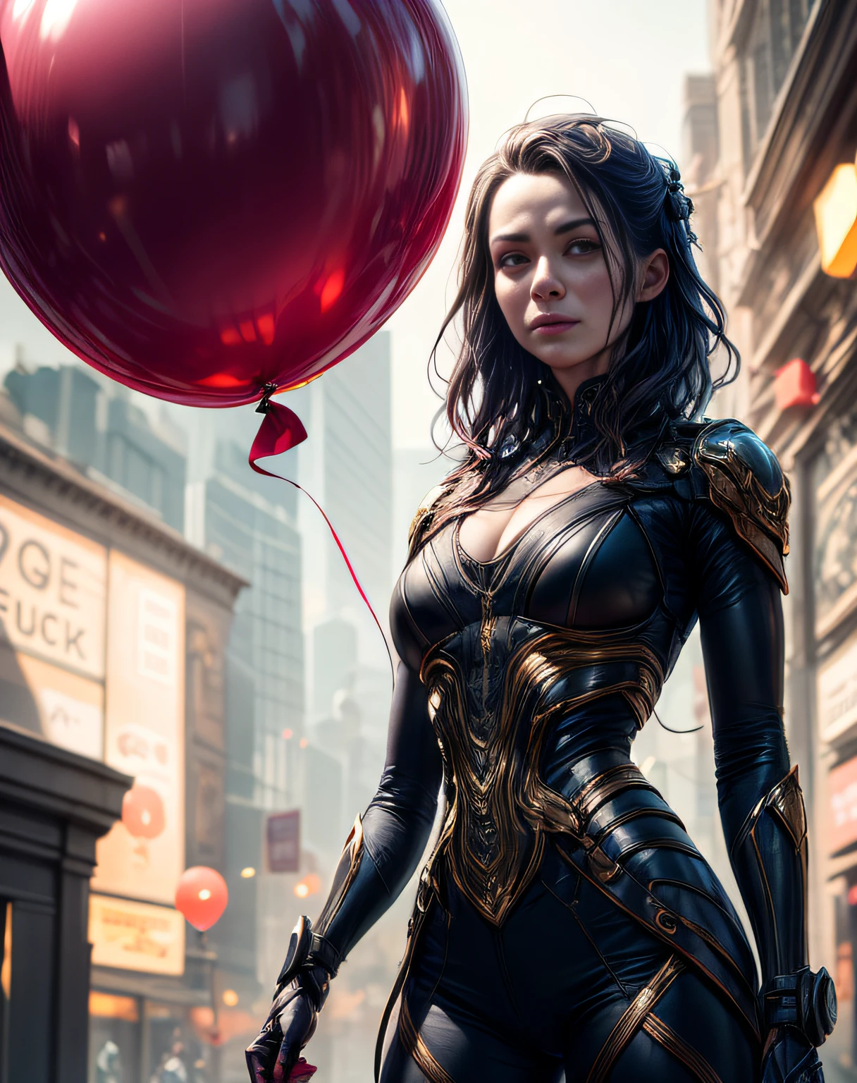 a hugely insane depressed woman holding a shiny red balloon, by ross tran, oil on canvas, masterpiece, trending on artstation, featured on pixiv, cinematic composition, dramatic pose, beautiful lighting, sharp details, hyper-detailed, hd, hdr, 4k, 8k, artgerm, octane render, digital art, concept art, comic