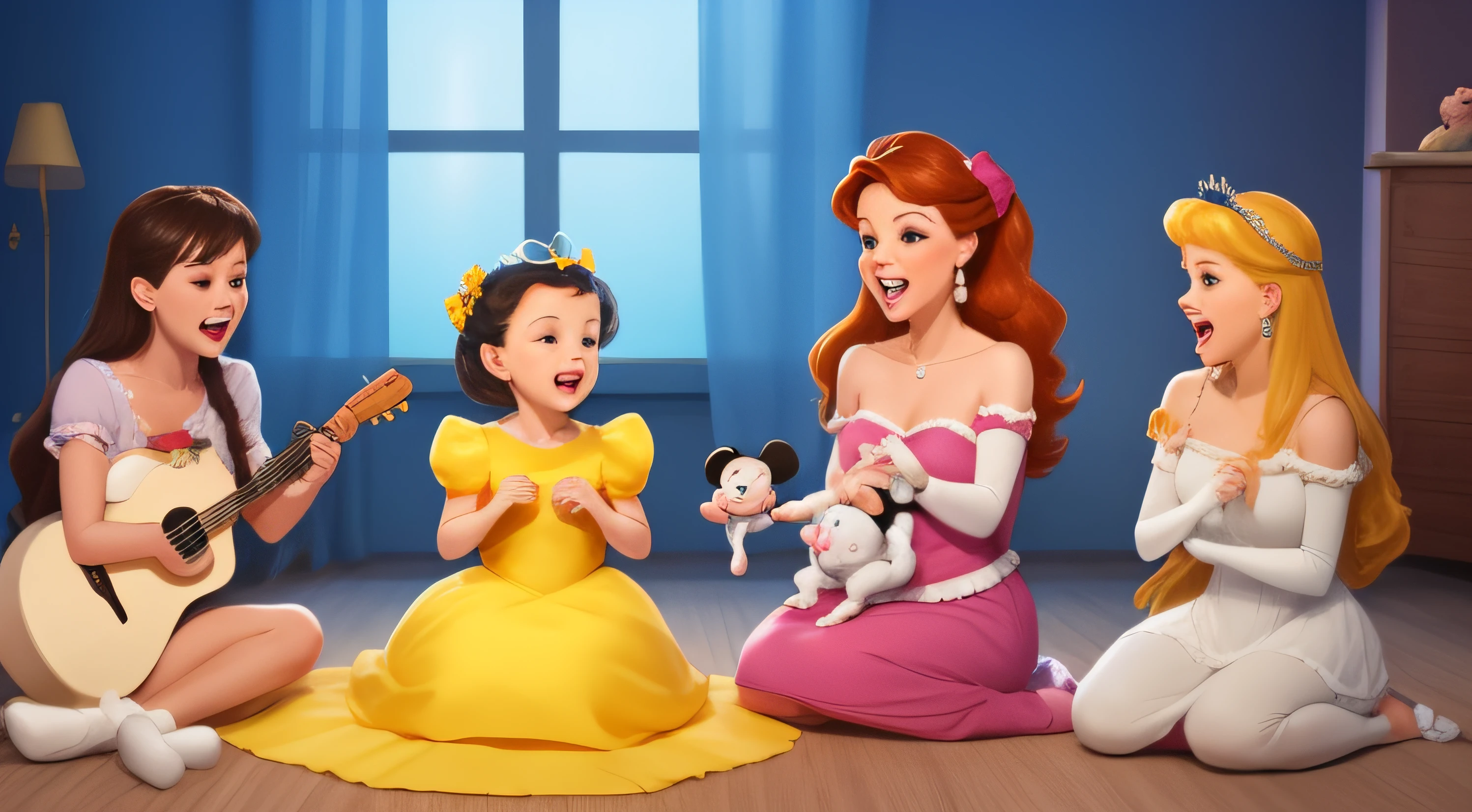 disney princesses singing to a baby