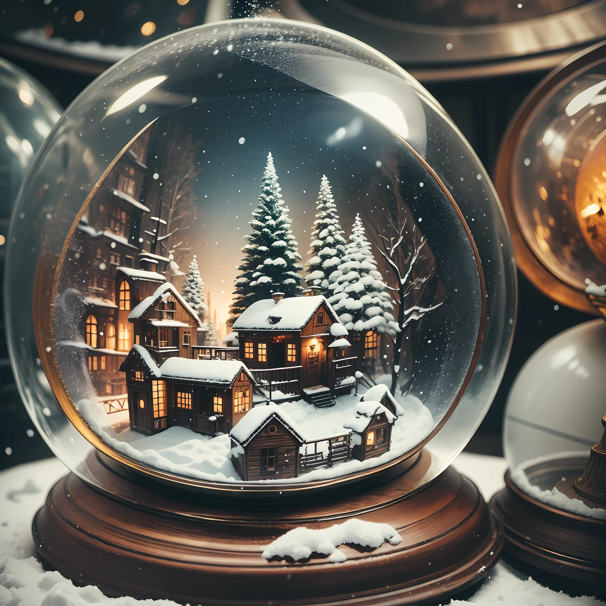 snow globe on the shelf of a vintage shop